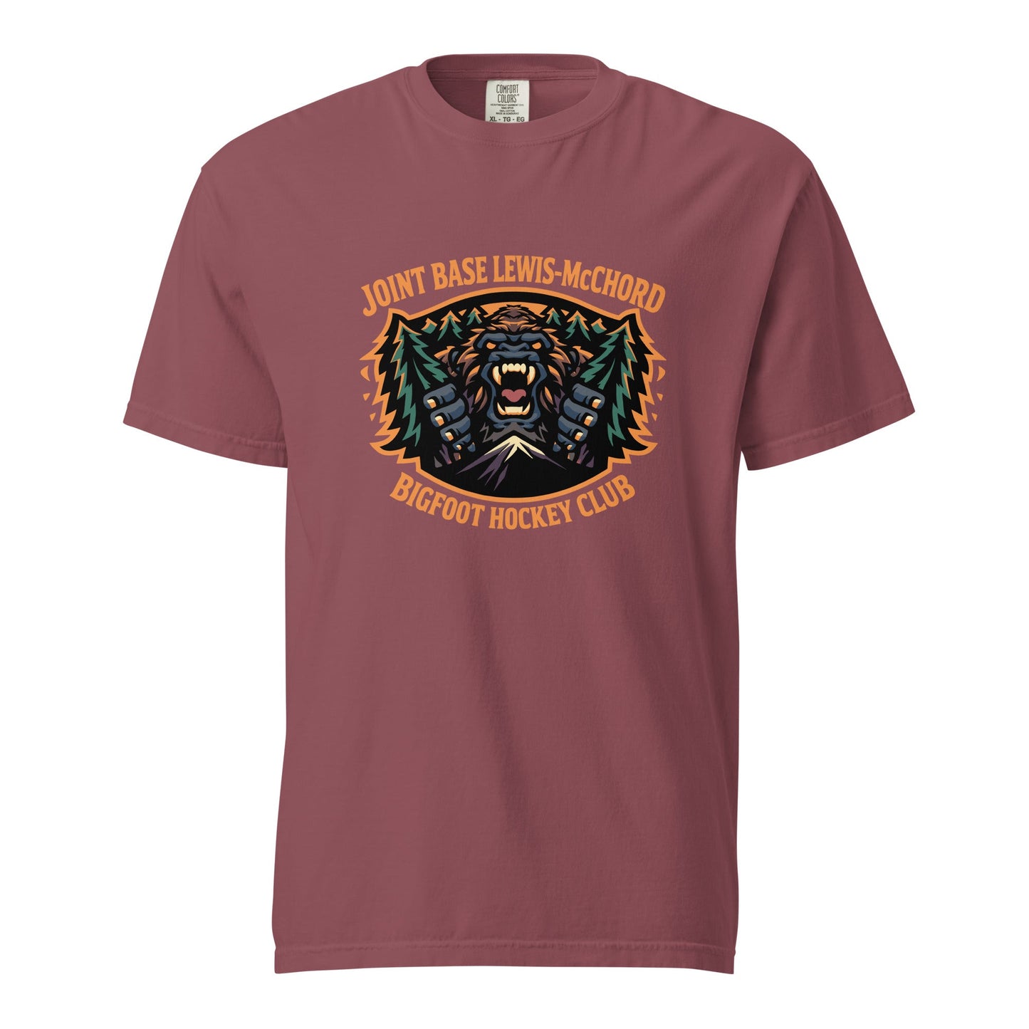 Signature | Comfort Colors T-Shirt | JBLM Bigfoot Hockey Team | Mascot Logo