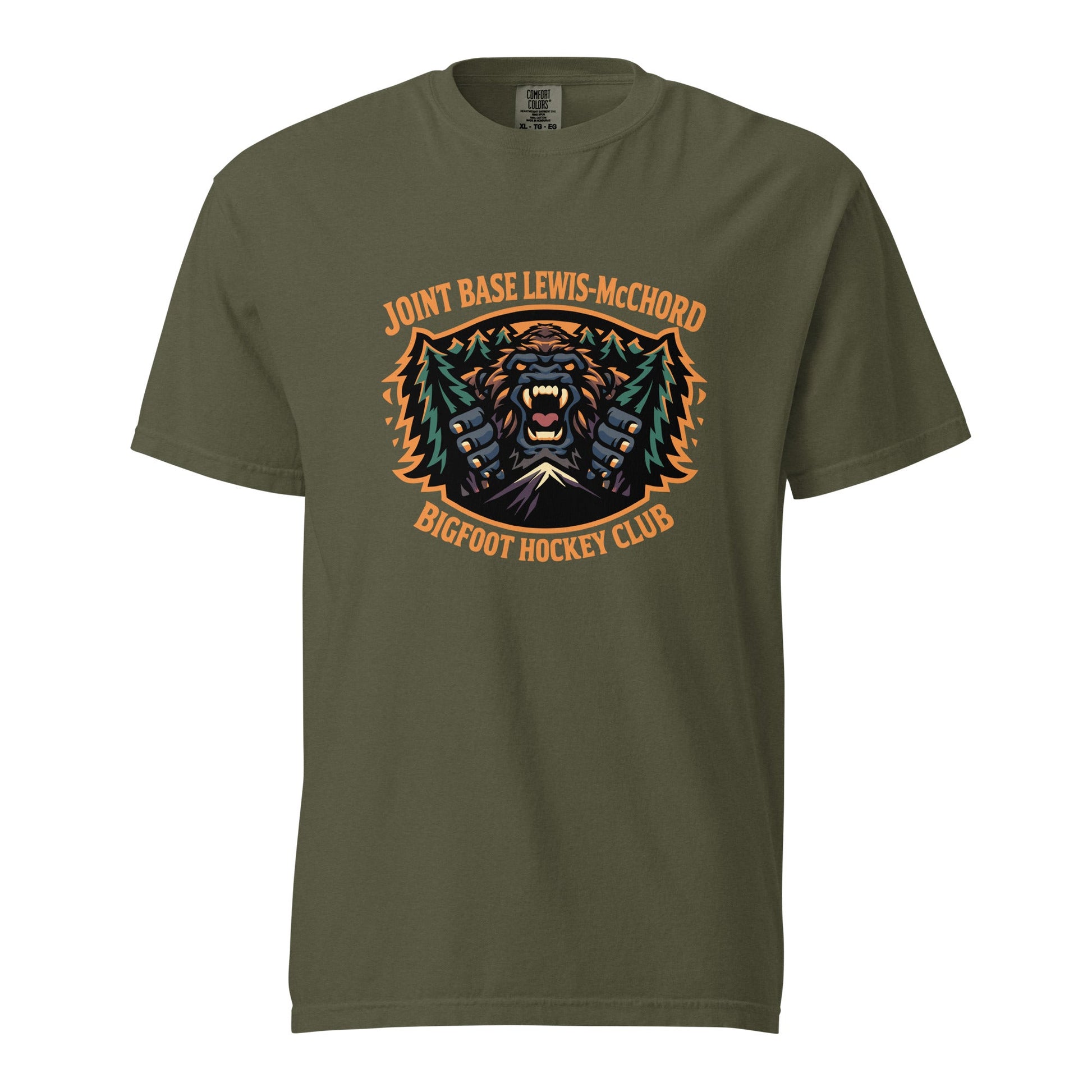 Signature | Comfort Colors T-Shirt | JBLM Bigfoot Hockey Team | Mascot Logo
