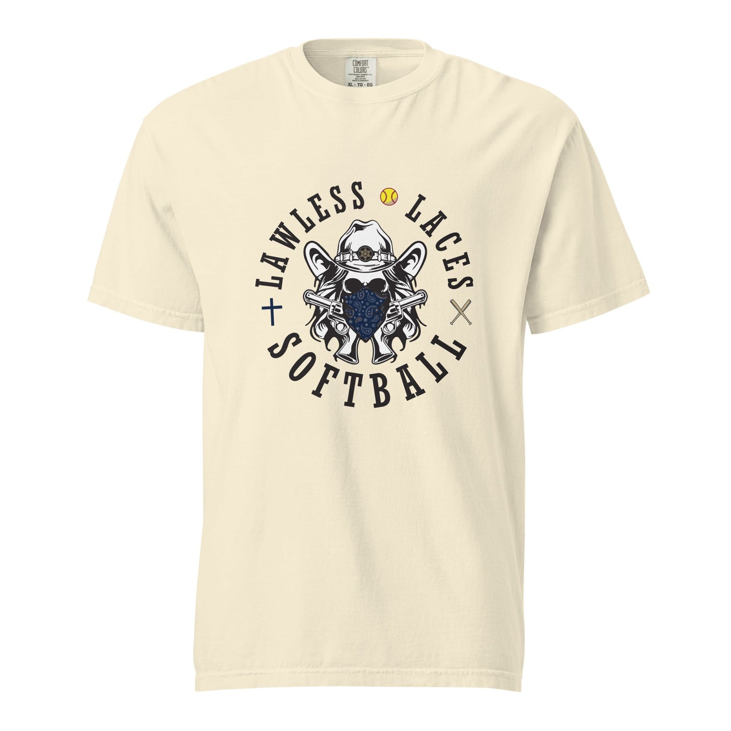Signature | Comfort Colors T-Shirt | Lawless Laces Softball | Bandana Mascot Logo