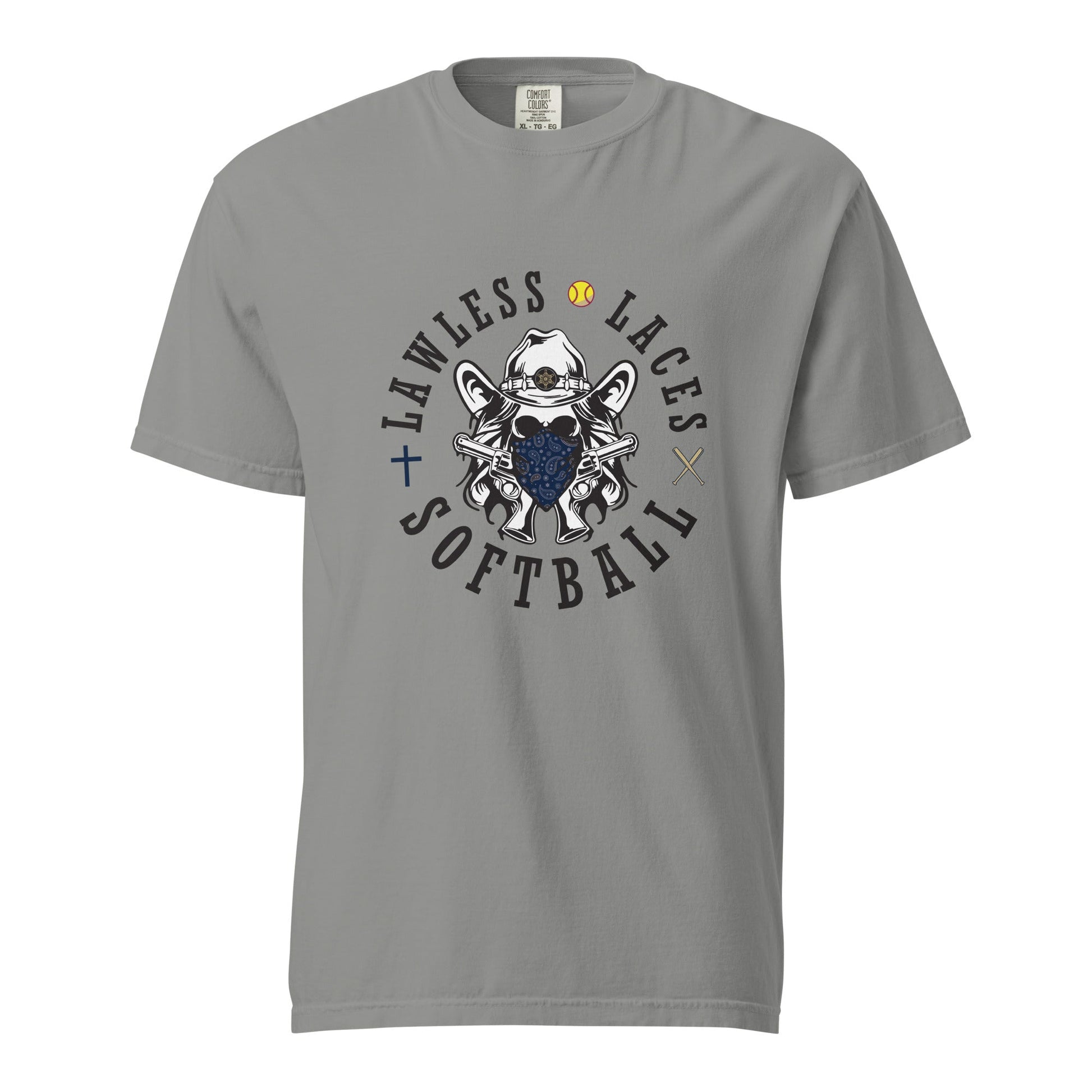 Signature | Comfort Colors T-Shirt | Lawless Laces Softball | Bandana Mascot Logo