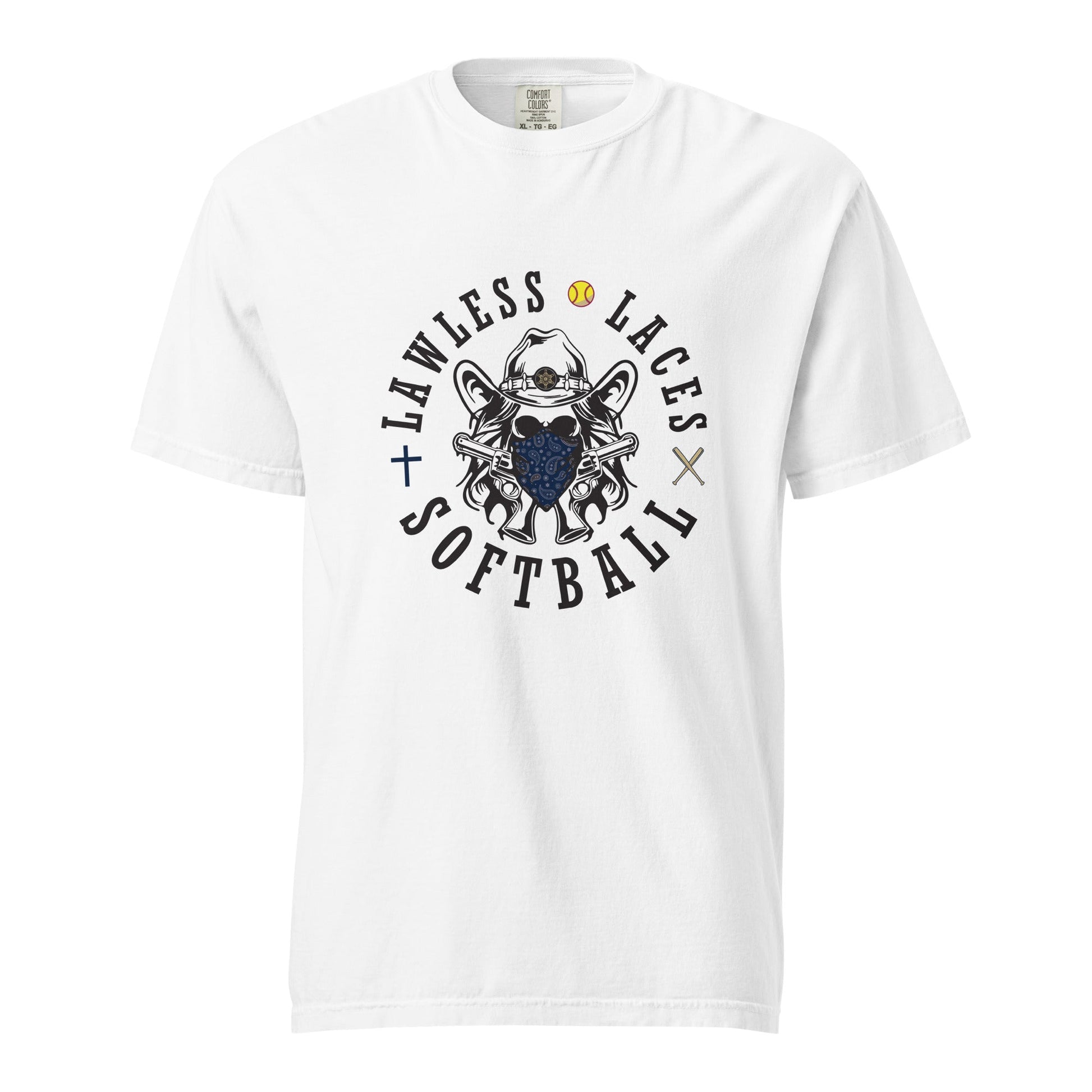Signature | Comfort Colors T-Shirt | Lawless Laces Softball | Bandana Mascot Logo
