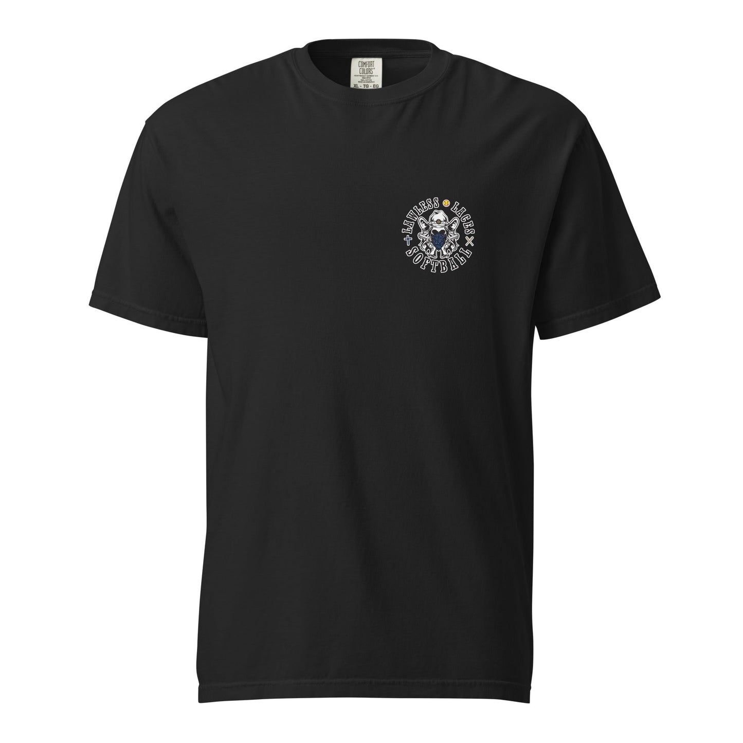 Signature | Comfort Colors T-Shirt | Lawless Laces Softball | Outlined Pocket Logo