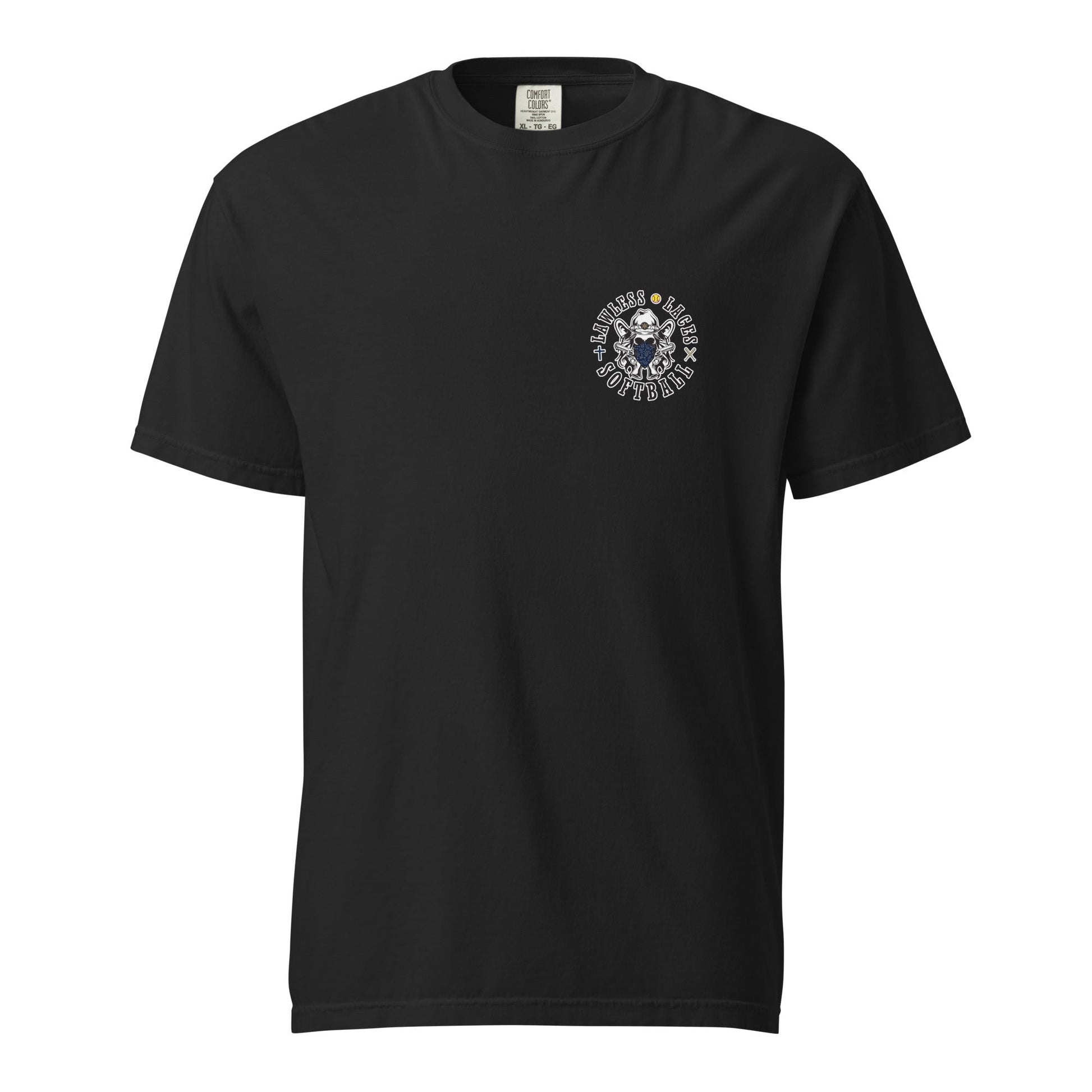Signature | Comfort Colors T-Shirt | Lawless Laces Softball | Outlined Pocket Logo