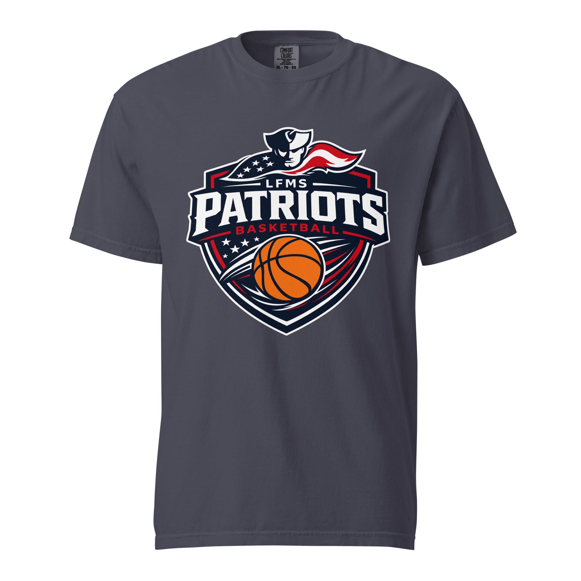 Signature | Comfort Colors T-Shirt | LFMS Athletics | Patriots Basketball Logo