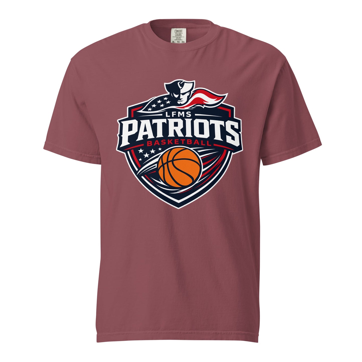 Signature | Comfort Colors T-Shirt | LFMS Athletics | Patriots Basketball Logo