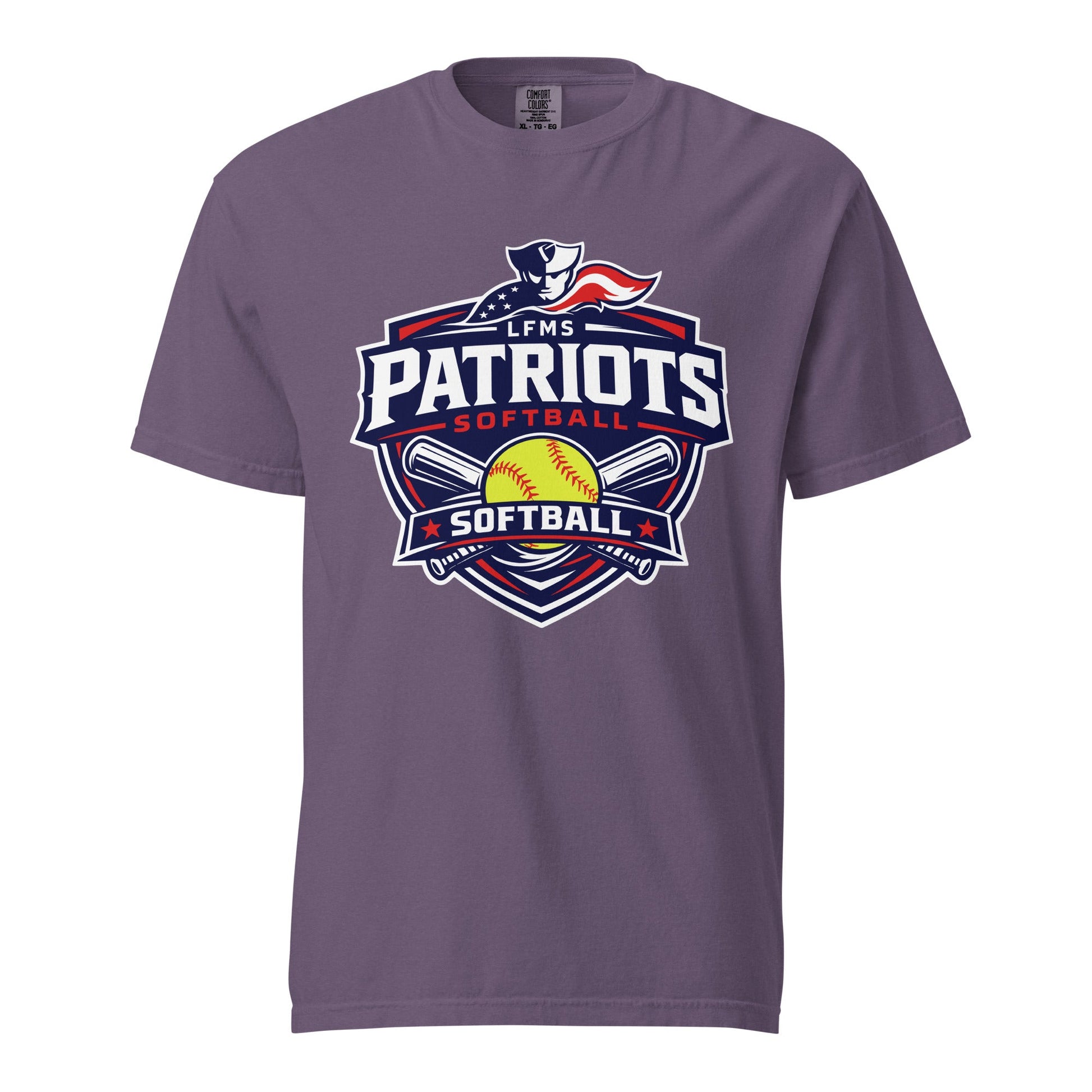 Signature | Comfort Colors T-Shirt | LFMS Athletics | Patriots Softball Logo