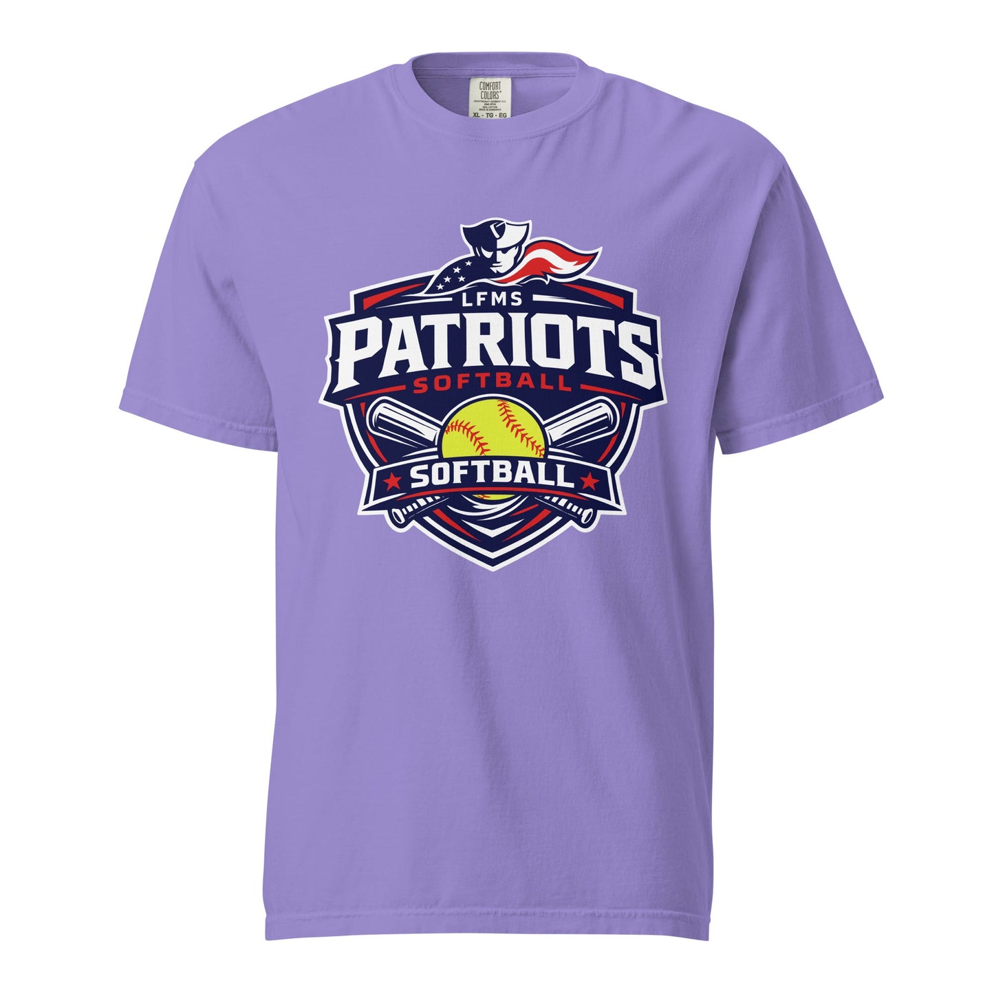 Signature | Comfort Colors T-Shirt | LFMS Athletics | Patriots Softball Logo