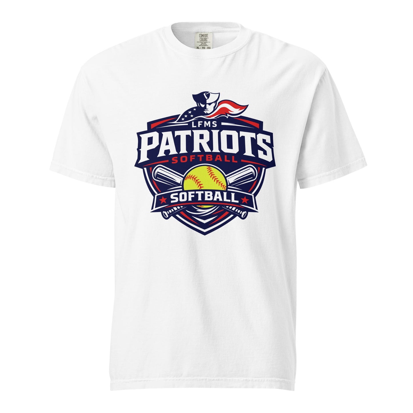 Signature | Comfort Colors T-Shirt | LFMS Athletics | Patriots Softball Logo