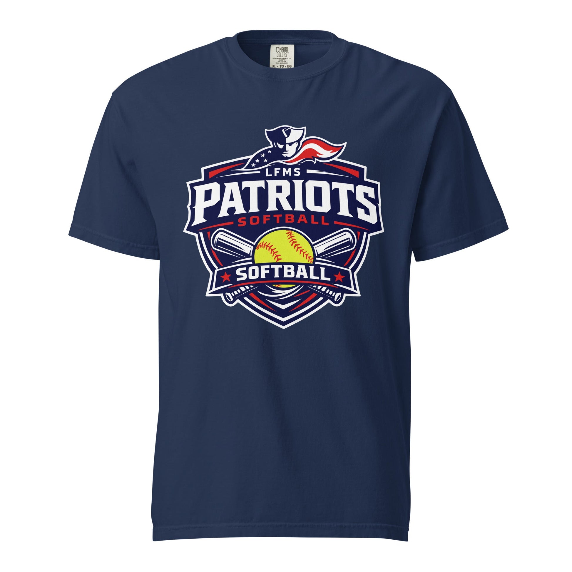 Signature | Comfort Colors T-Shirt | LFMS Athletics | Patriots Softball Logo