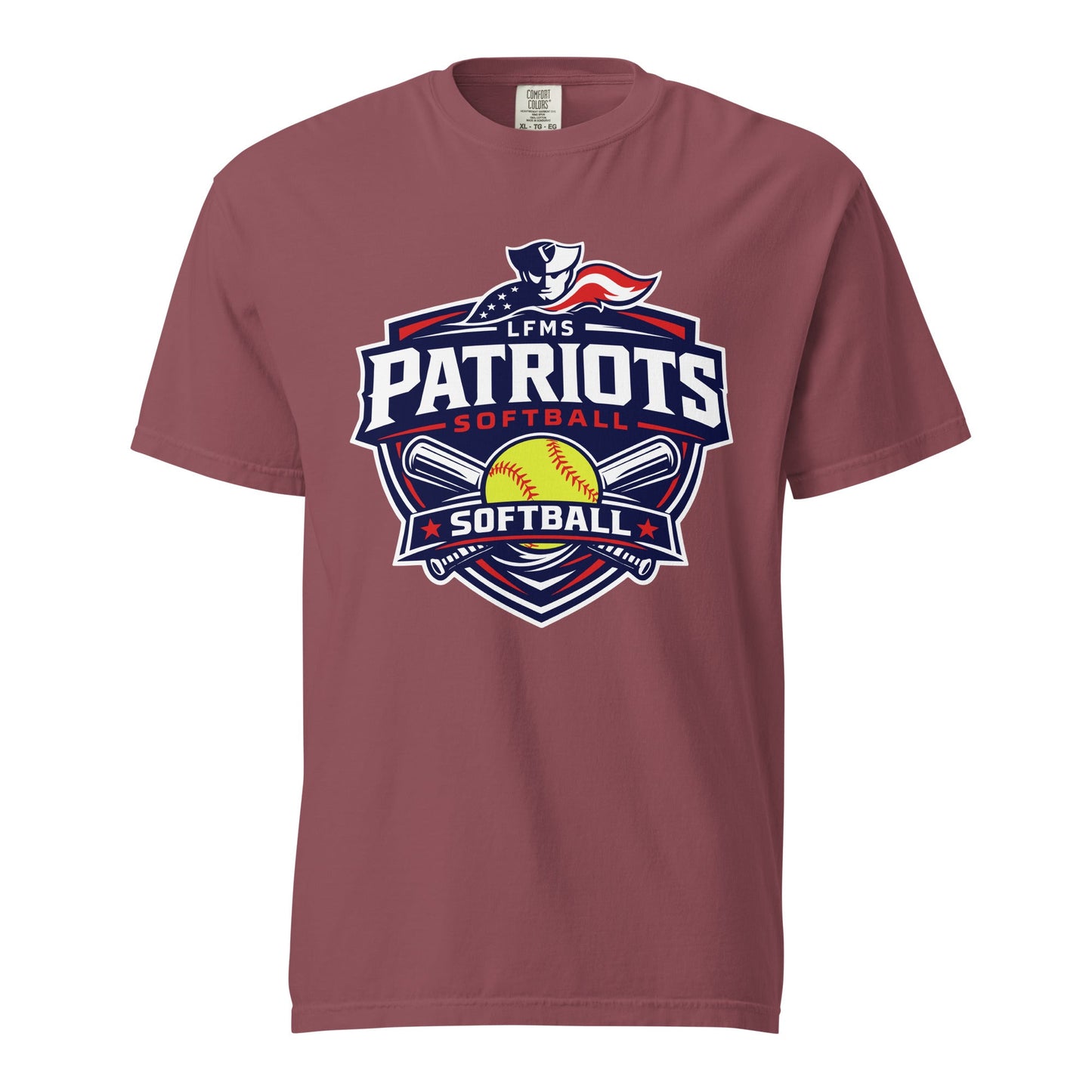 Signature | Comfort Colors T-Shirt | LFMS Athletics | Patriots Softball Logo