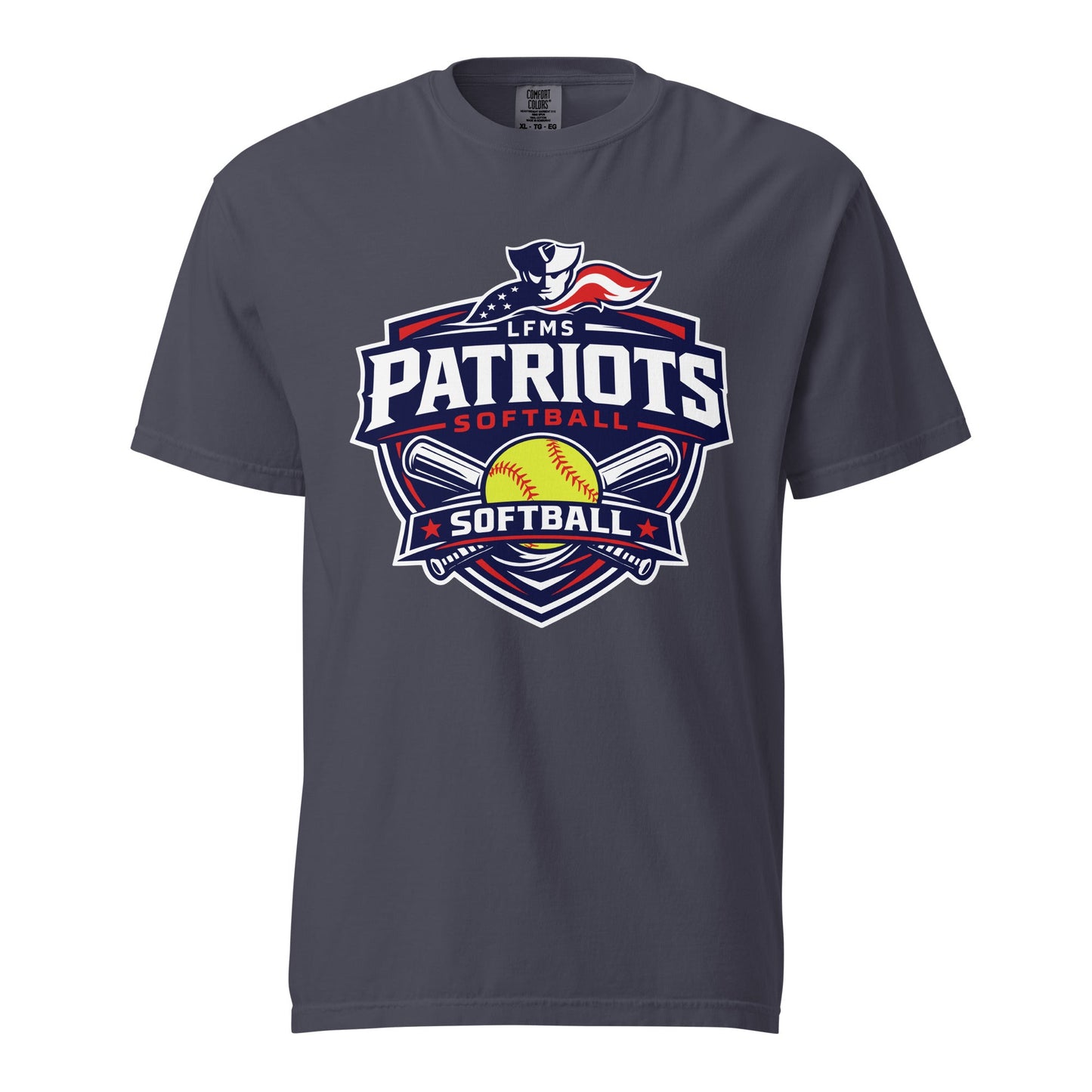 Signature | Comfort Colors T-Shirt | LFMS Athletics | Patriots Softball Logo