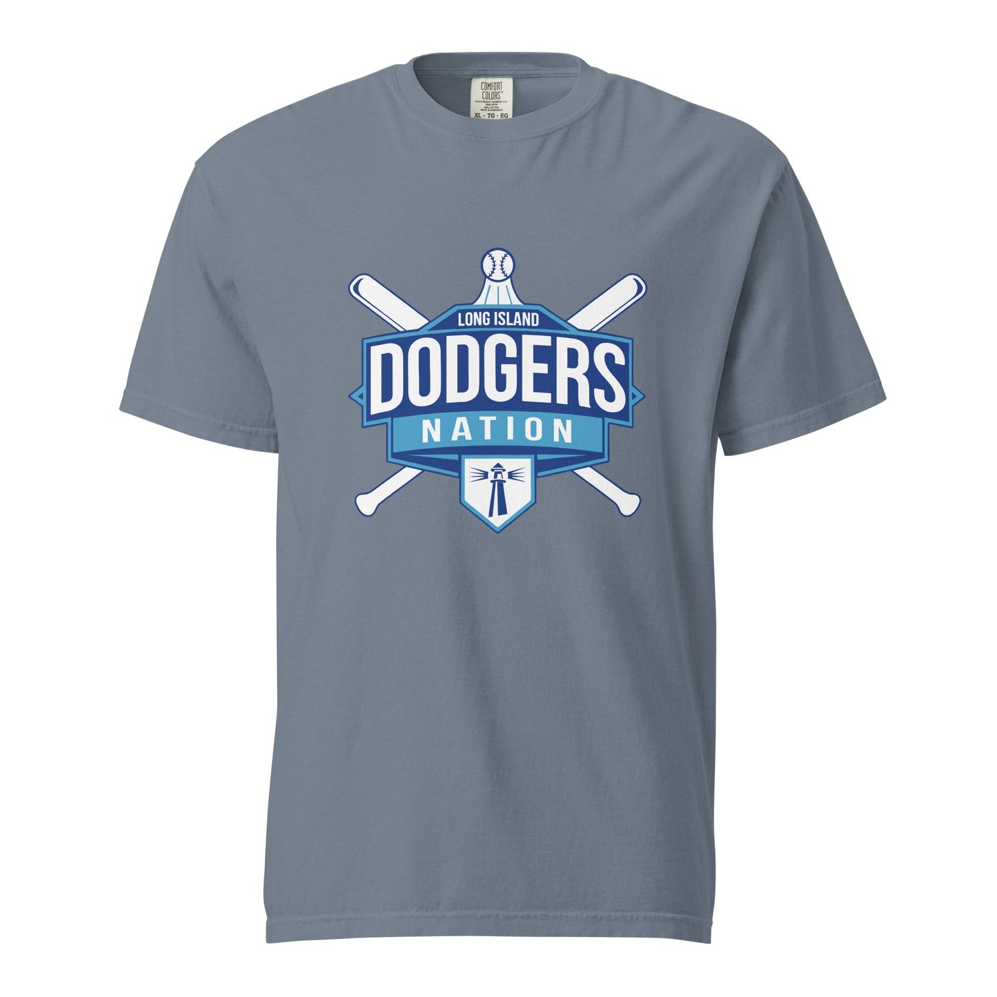 Signature | Comfort Colors T-Shirt | LI Dodgers Nation | Varsity Crest Logo
