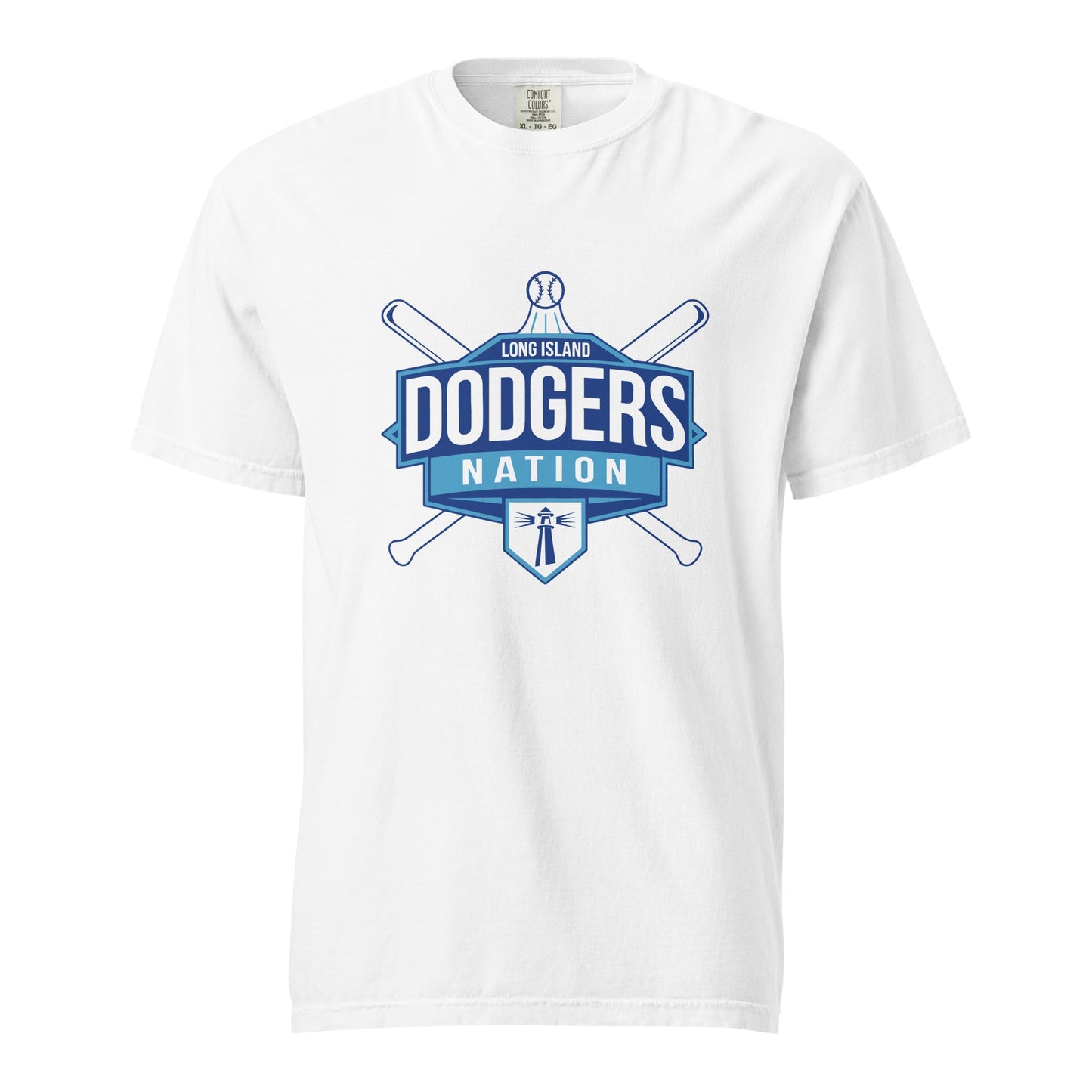 Signature | Comfort Colors T-Shirt | LI Dodgers Nation | Varsity Crest Logo