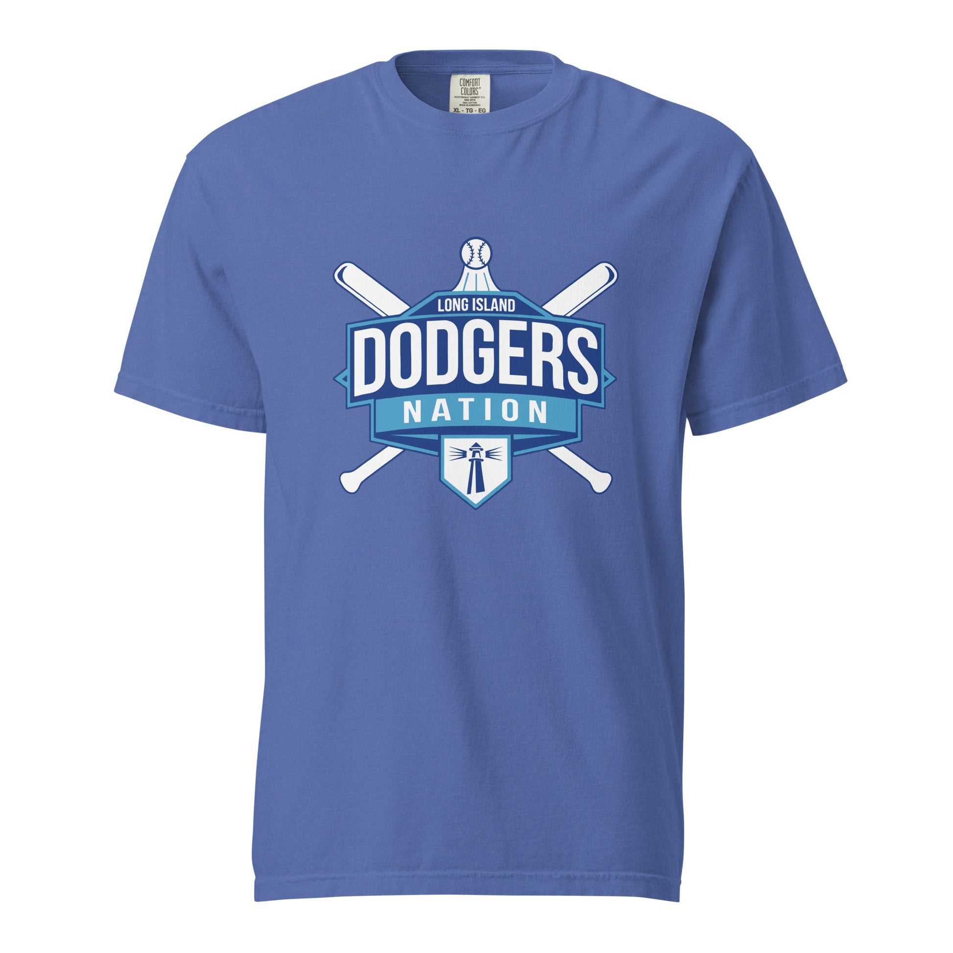 Signature | Comfort Colors T-Shirt | LI Dodgers Nation | Varsity Crest Logo