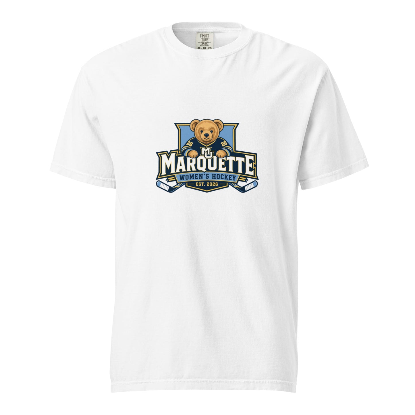Signature | Comfort Colors T-Shirt | Marquette University Women's Hockey | Bear Athletics Logo