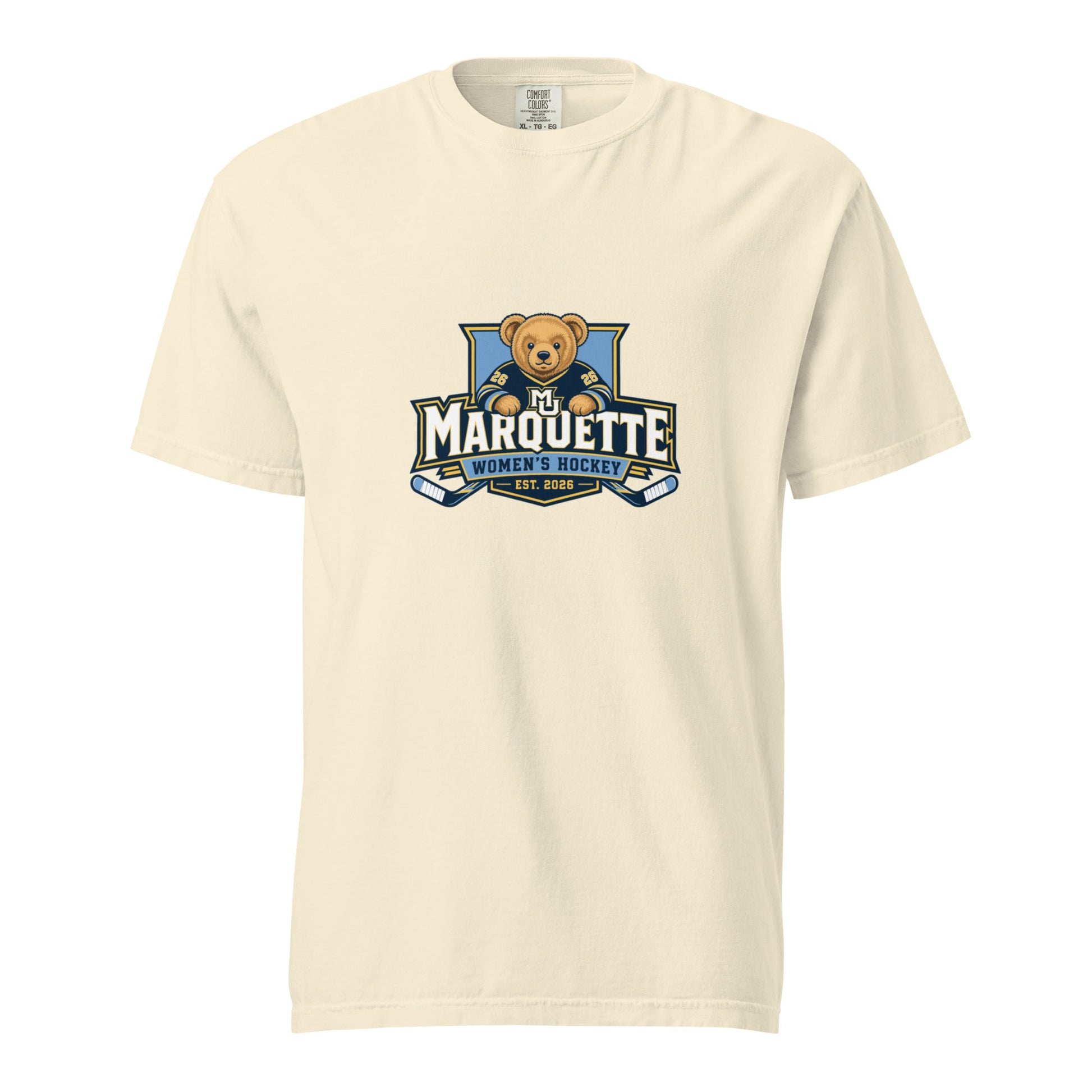 Signature | Comfort Colors T-Shirt | Marquette University Women's Hockey | Bear Athletics Logo