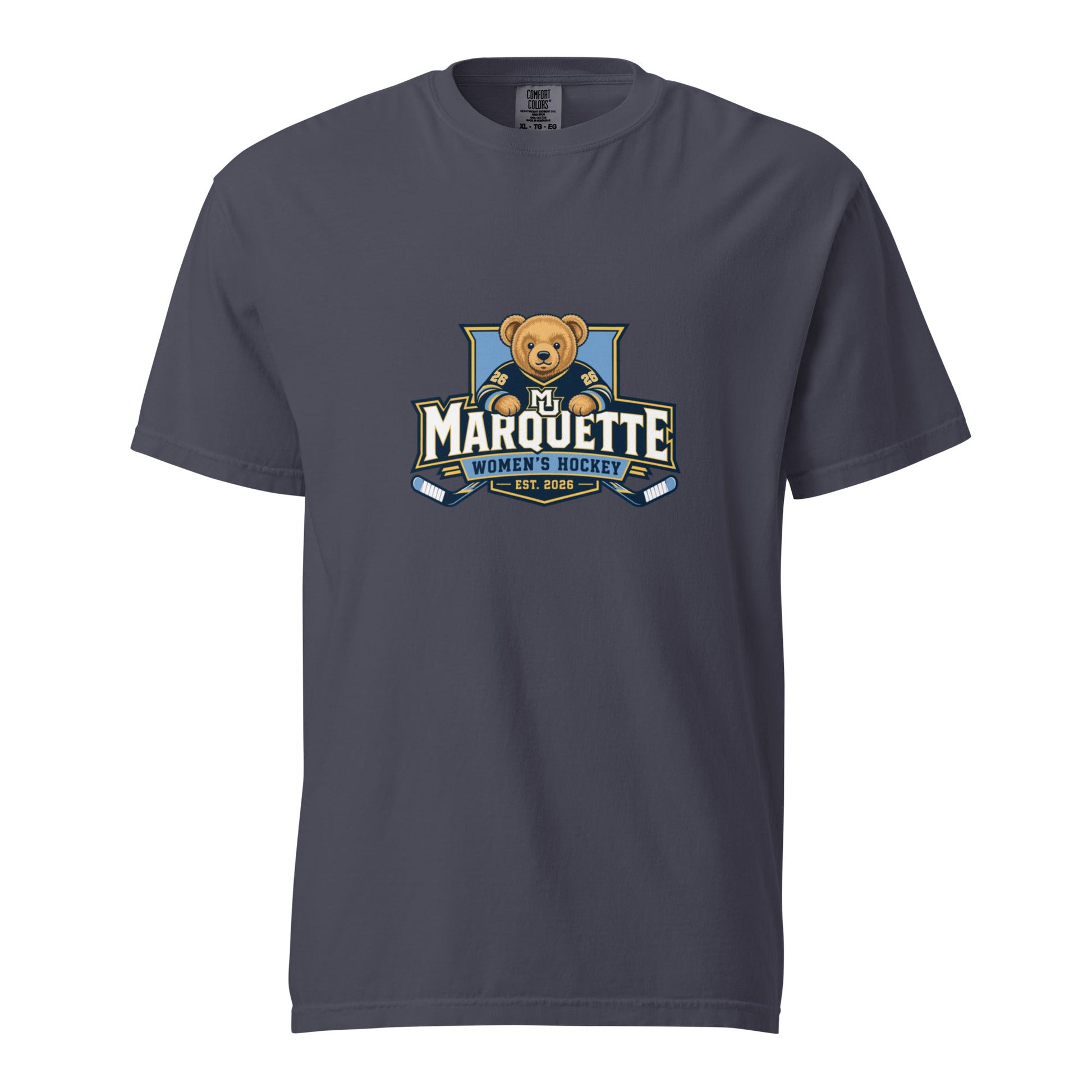 Signature | Comfort Colors T-Shirt | Marquette University Women's Hockey | Bear Athletics Logo