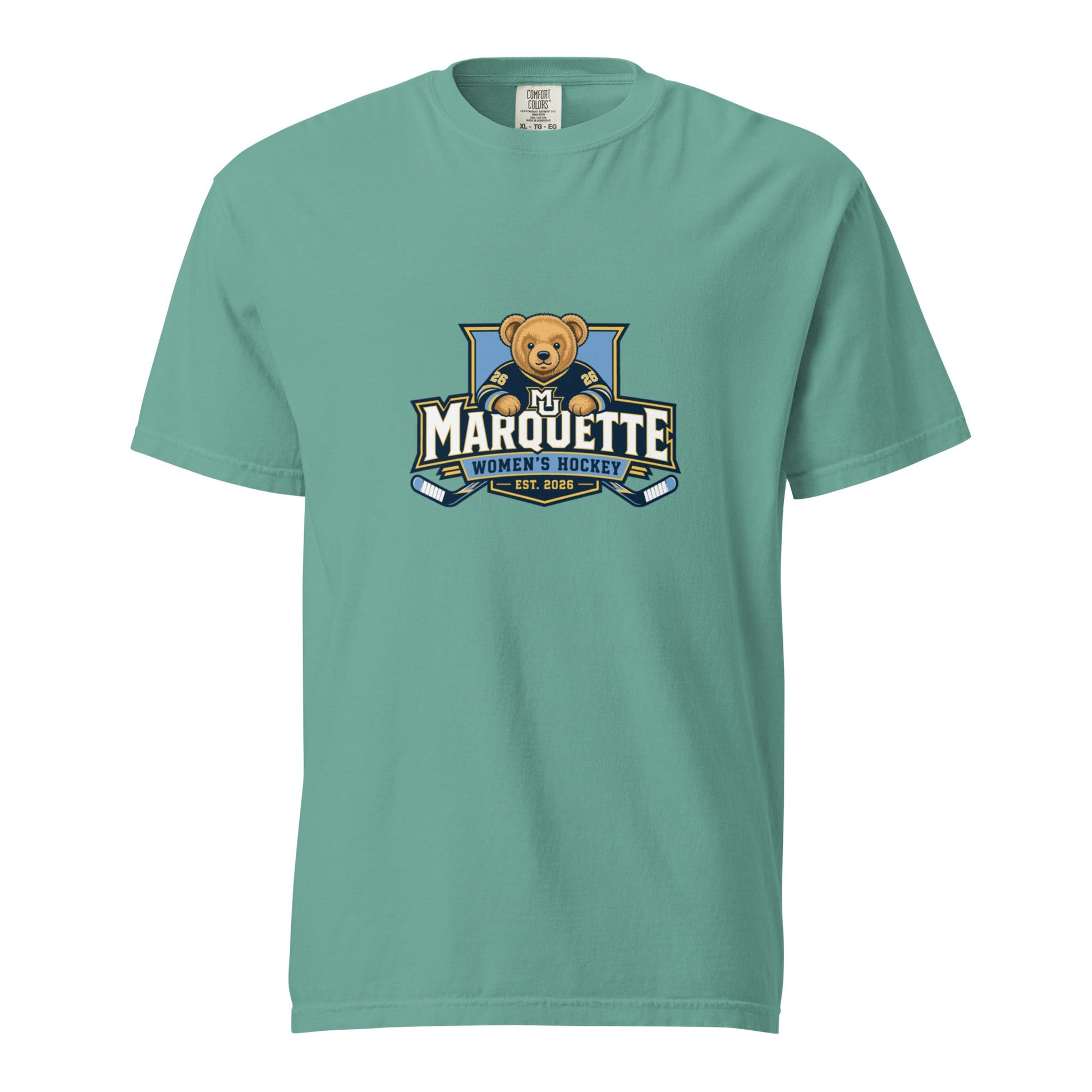 Signature | Comfort Colors T-Shirt | Marquette University Women's Hockey | Bear Athletics Logo