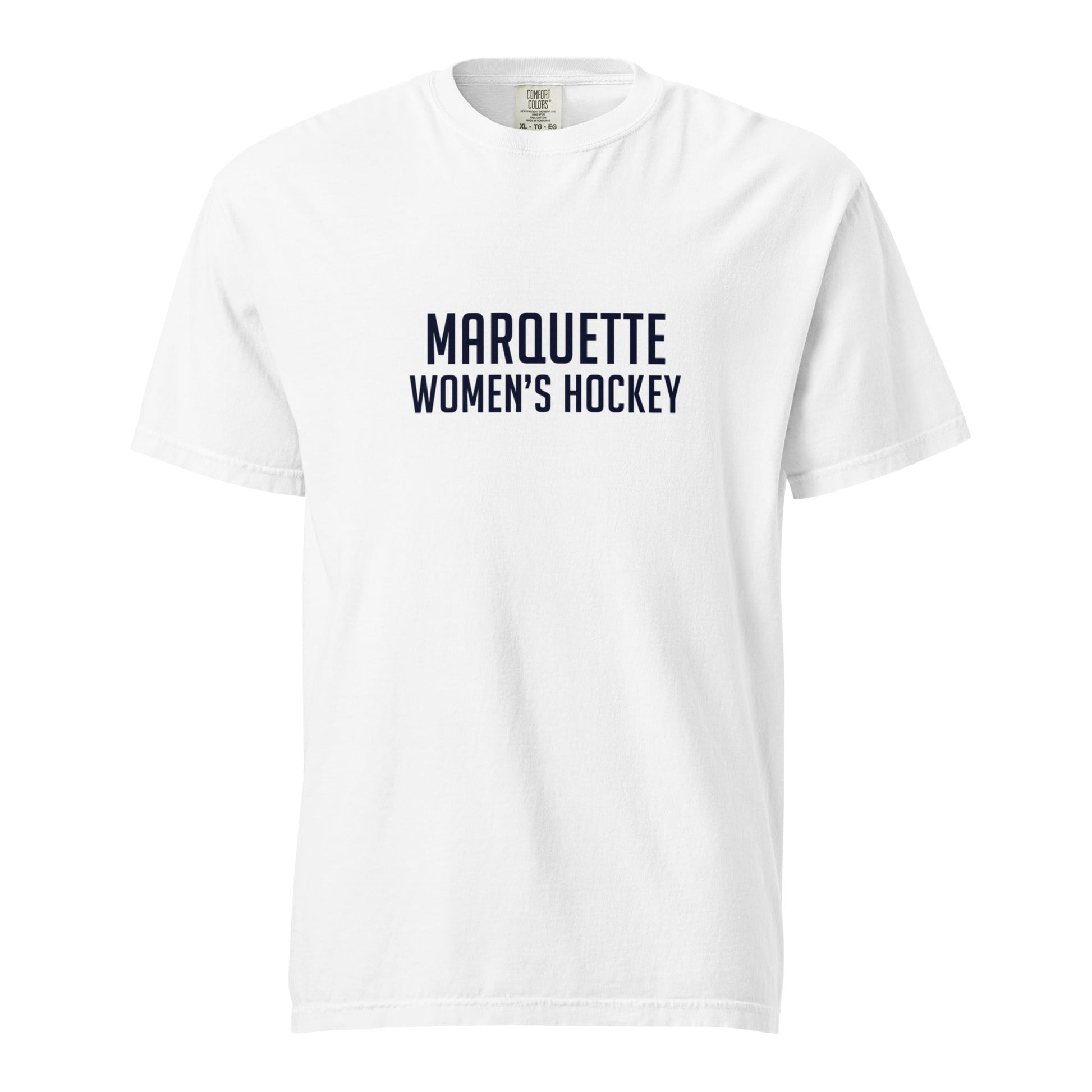 Signature | Comfort Colors T-Shirt | Marquette University Women's Hockey | Collegiate Front Logo