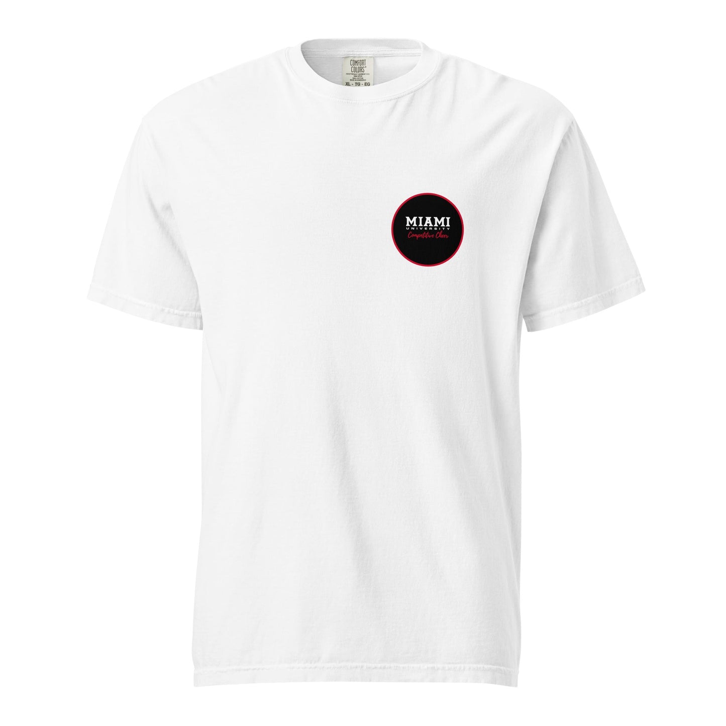 Signature | Comfort Colors T-Shirt | Miami University Competitive Cheer Team | Badge Logo