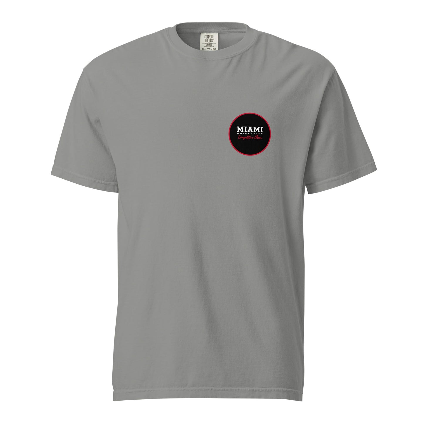 Signature | Comfort Colors T-Shirt | Miami University Competitive Cheer Team | Badge Logo