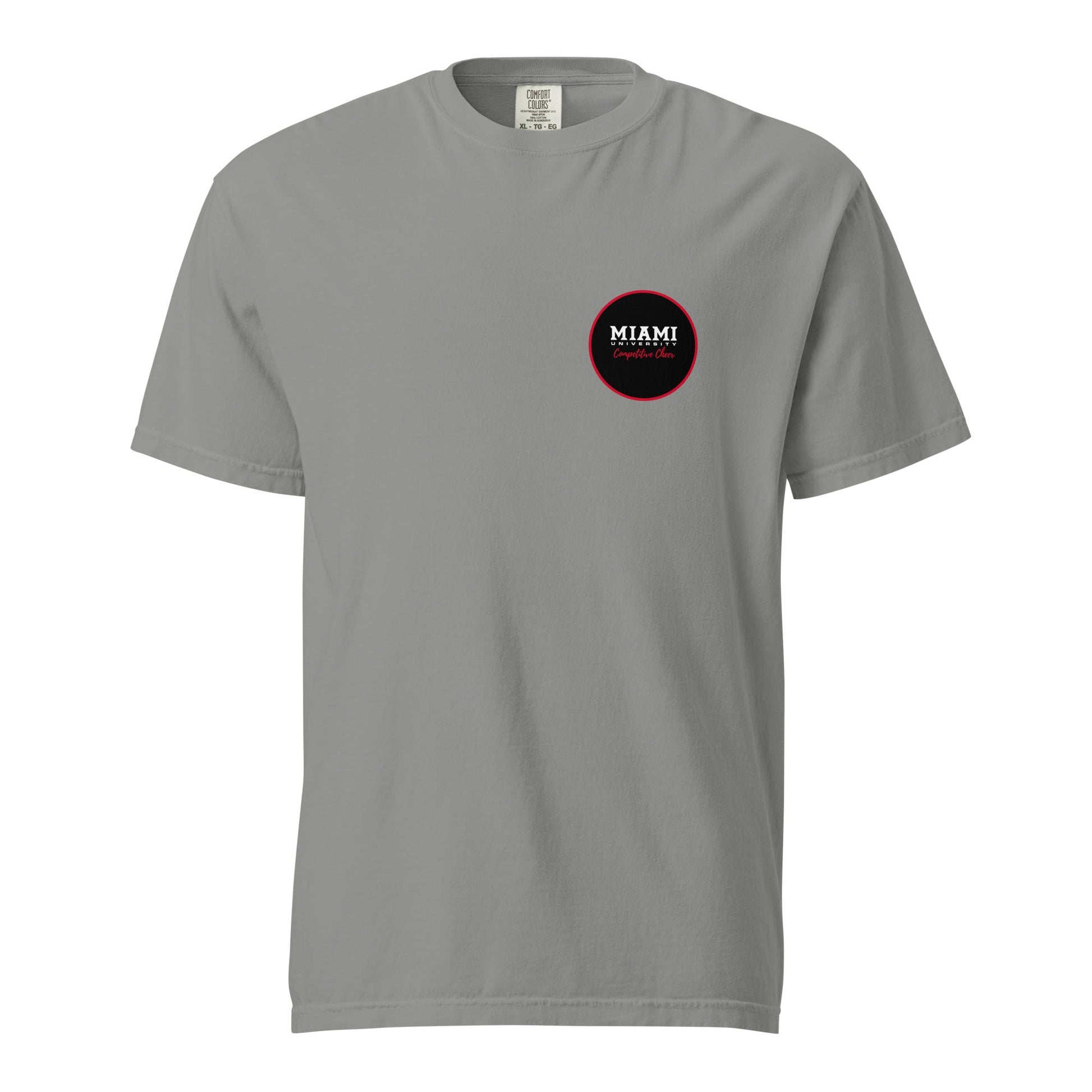 Signature | Comfort Colors T-Shirt | Miami University Competitive Cheer Team | Badge Logo