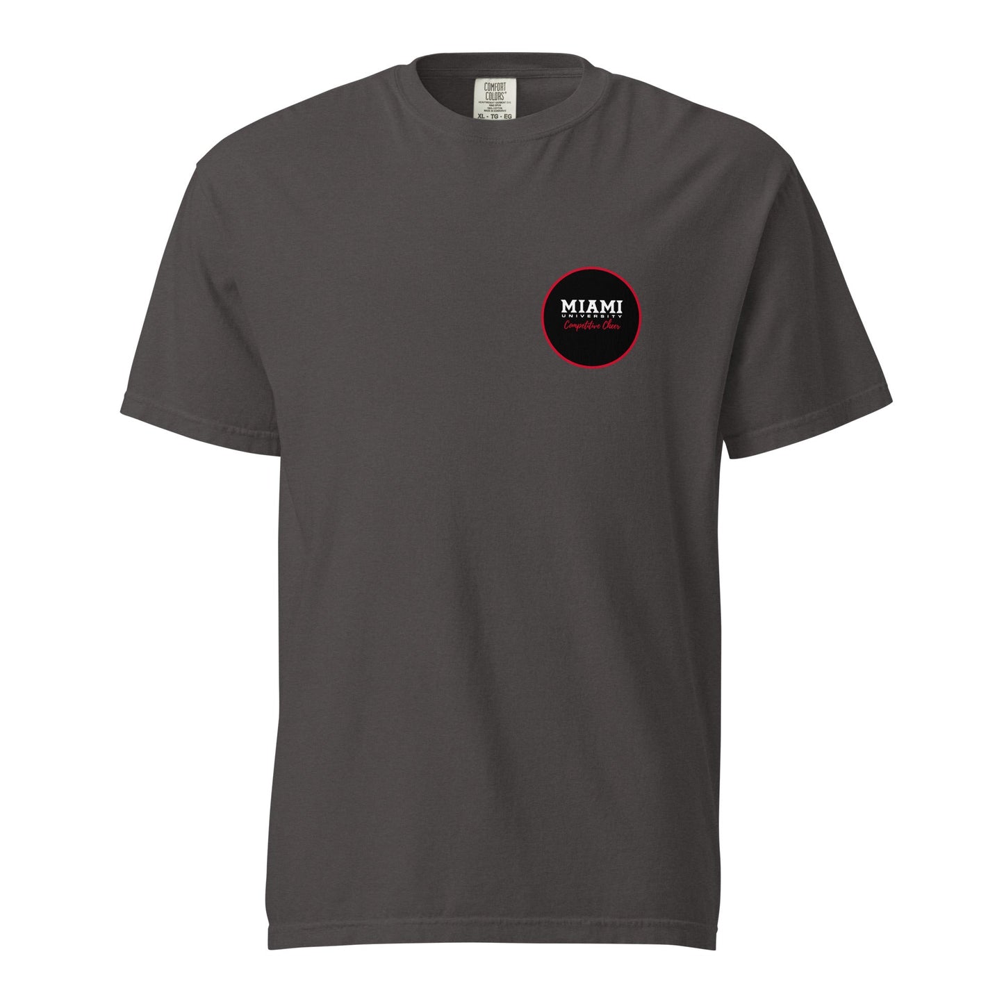 Signature | Comfort Colors T-Shirt | Miami University Competitive Cheer Team | Badge Logo