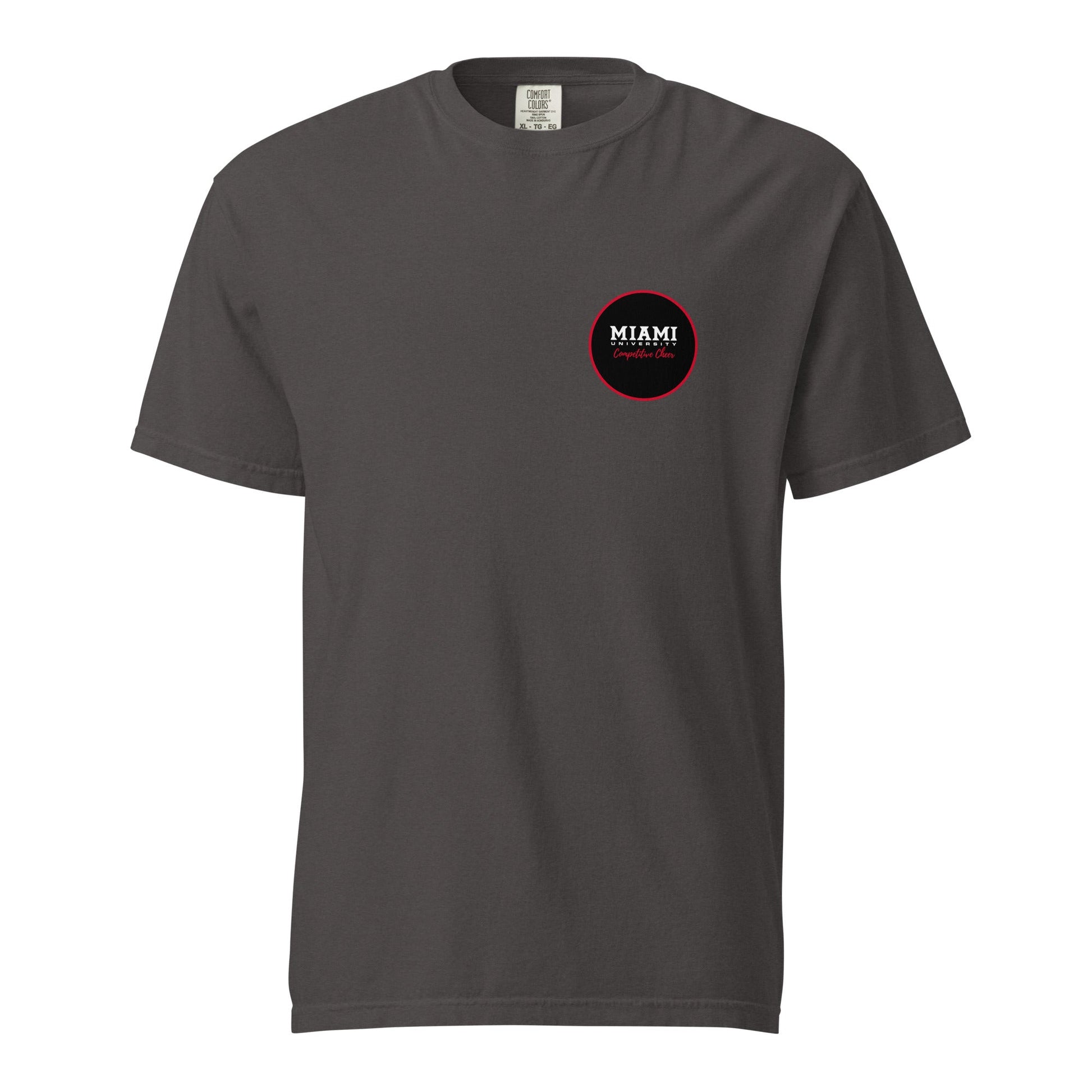 Signature | Comfort Colors T-Shirt | Miami University Competitive Cheer Team | Badge Logo