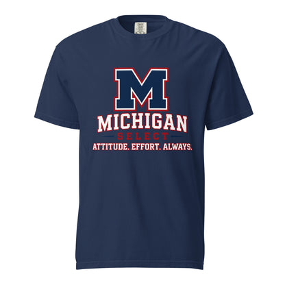 Signature | Comfort Colors T-Shirt | Michigan Select Baseball | Crest Logo