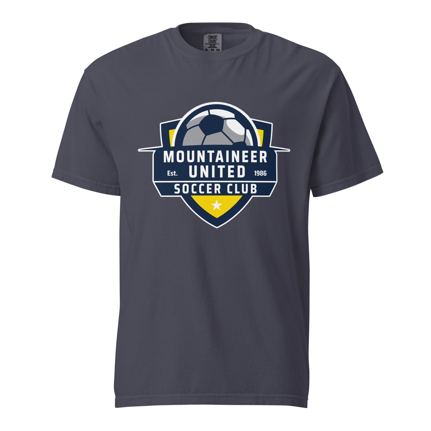 Signature | Comfort Colors T-Shirt | Mountaineer United Soccer Club | Alpine Crest Logo