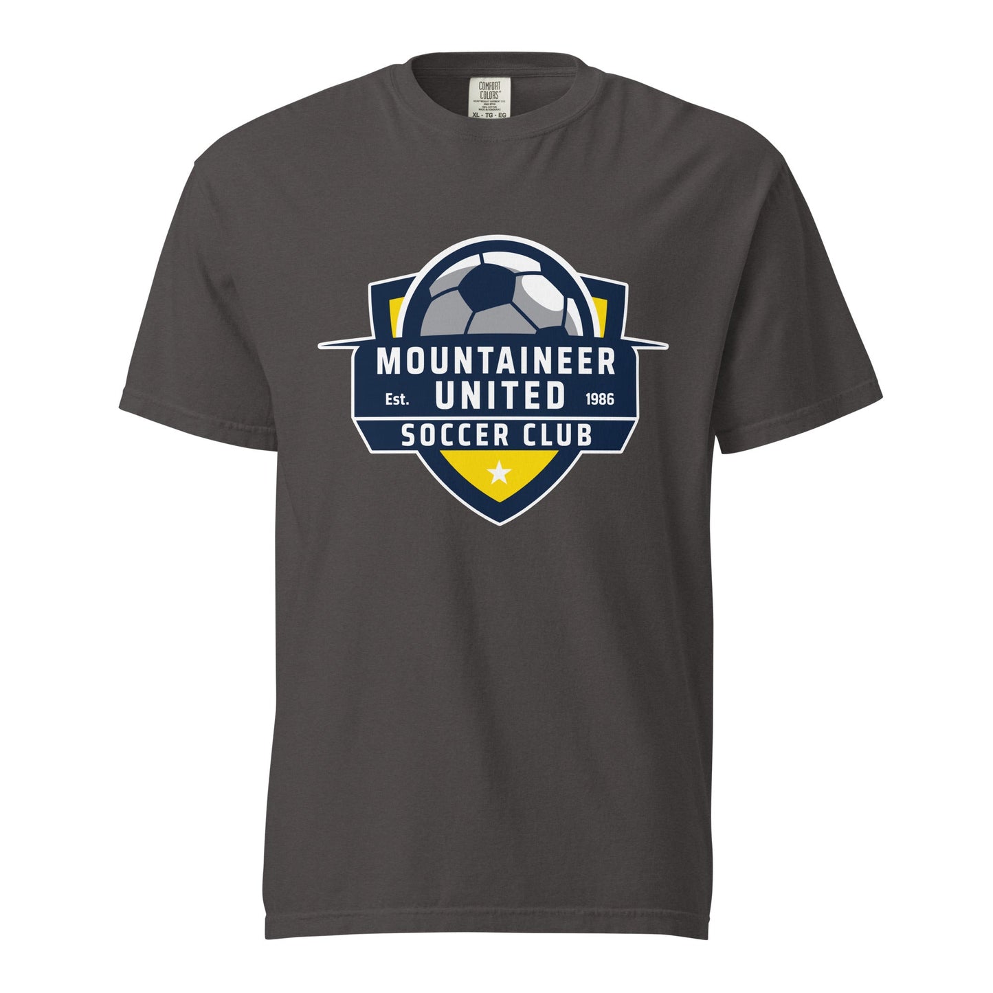Signature | Comfort Colors T-Shirt | Mountaineer United Soccer Club | Alpine Crest Logo