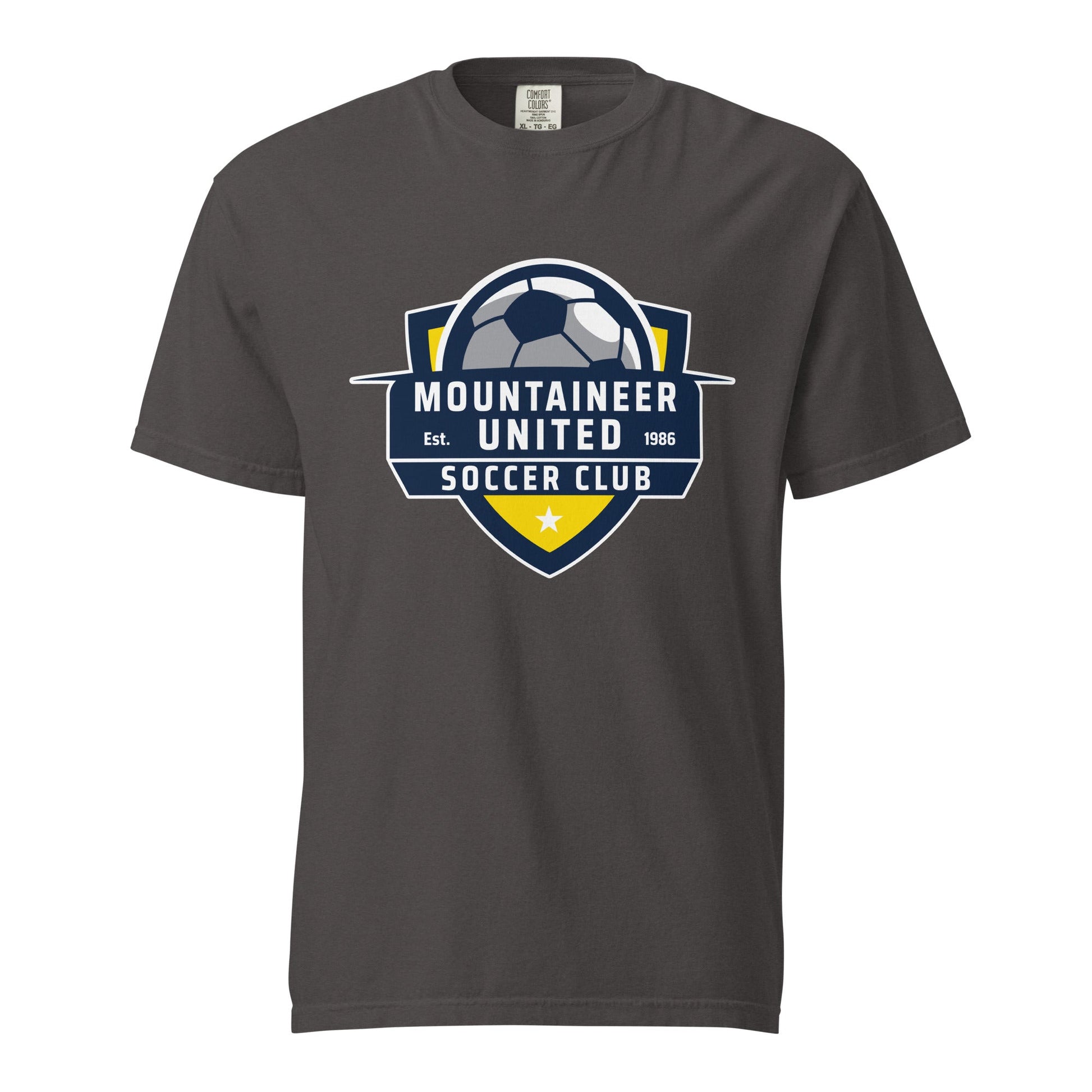 Signature | Comfort Colors T-Shirt | Mountaineer United Soccer Club | Alpine Crest Logo