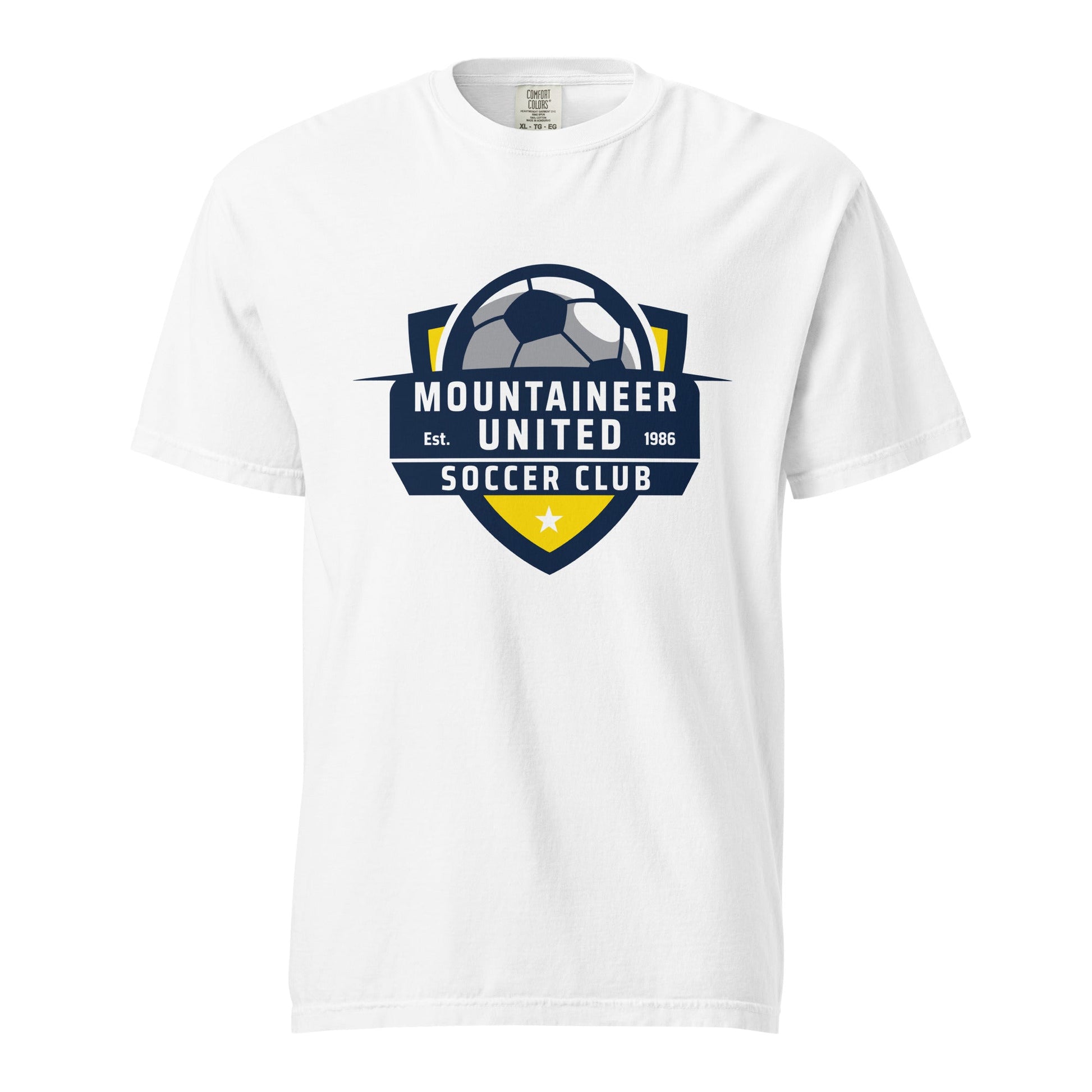 Signature | Comfort Colors T-Shirt | Mountaineer United Soccer Club | Alpine Crest Logo