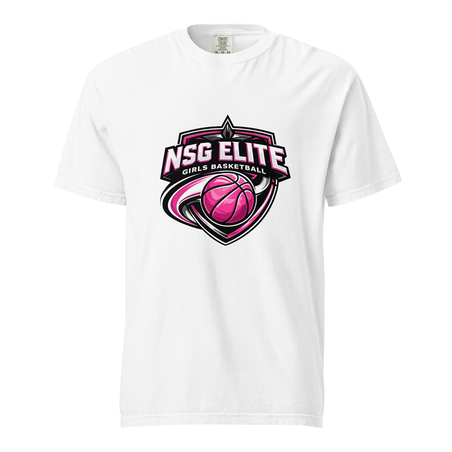 Signature | Comfort Colors T-Shirt | NSG Elite Women’s Basketball | Vanguard Shield Logo