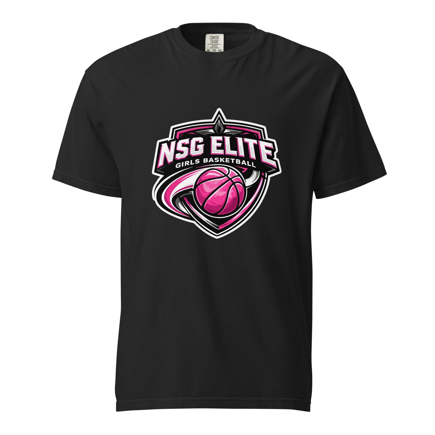 Signature | Comfort Colors T-Shirt | NSG Elite Women’s Basketball | Vanguard Shield Logo