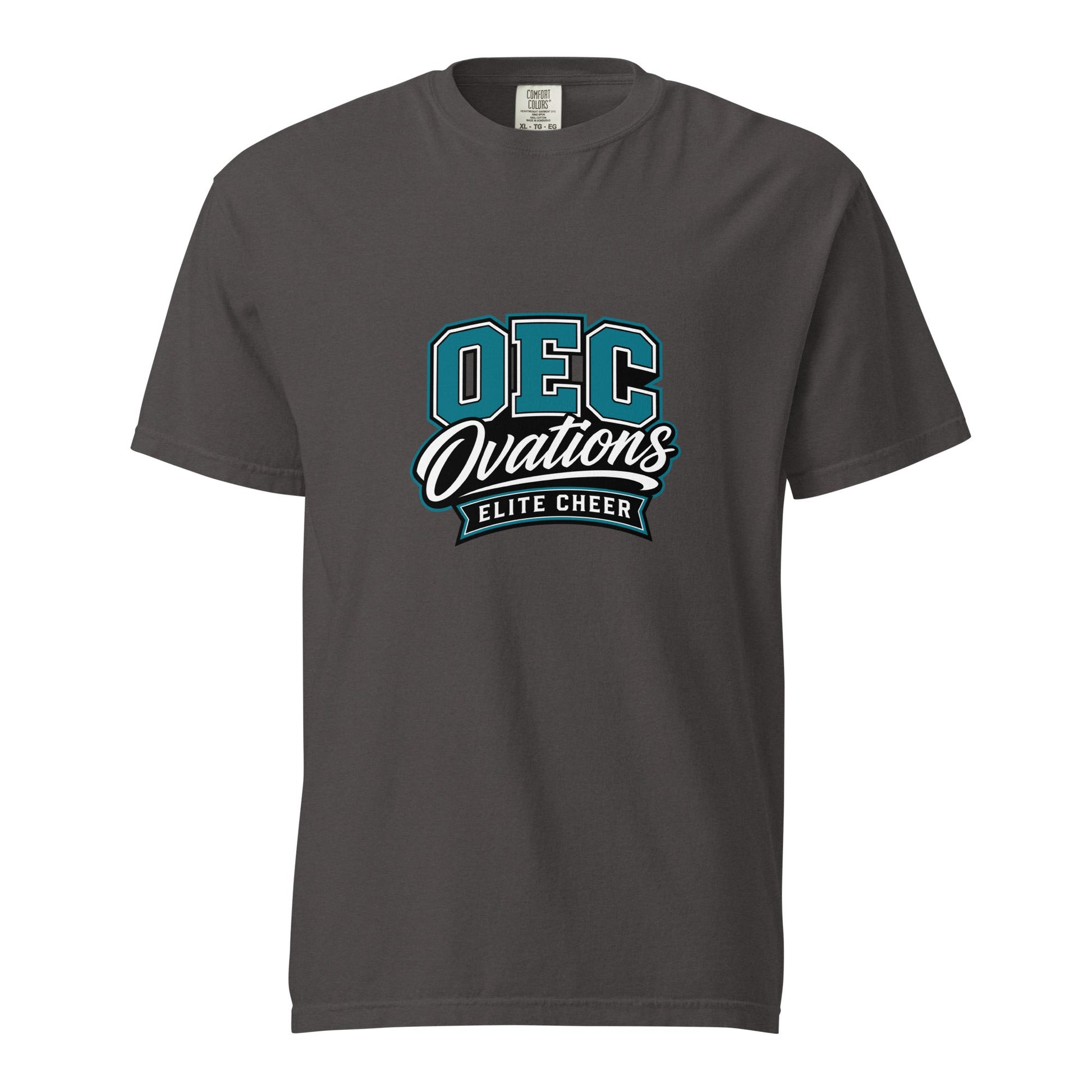 Signature | Comfort Colors T-Shirt | Ovations Elite Cheer | Crest Logo