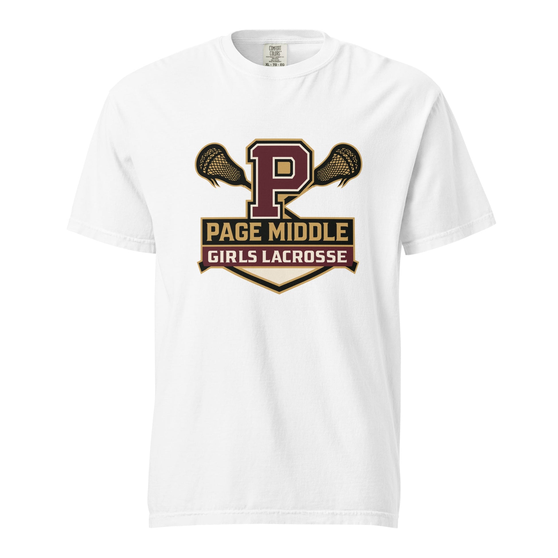 Signature | Comfort Colors T-Shirt | Page Middle Girls Lacrosse | Block P Logo