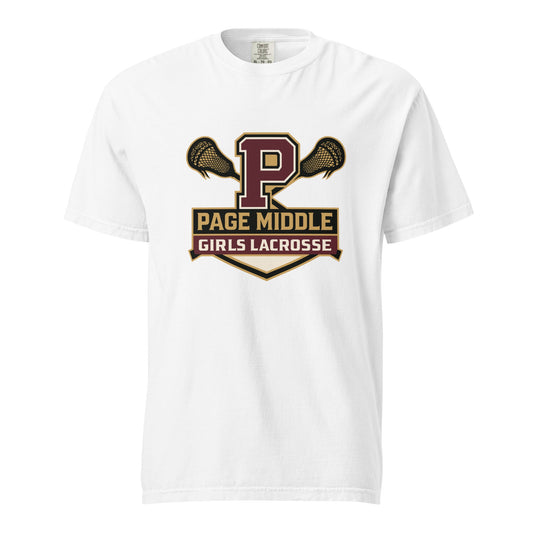 Signature | Comfort Colors T-Shirt | Page Middle Girls Lacrosse | Block P Logo