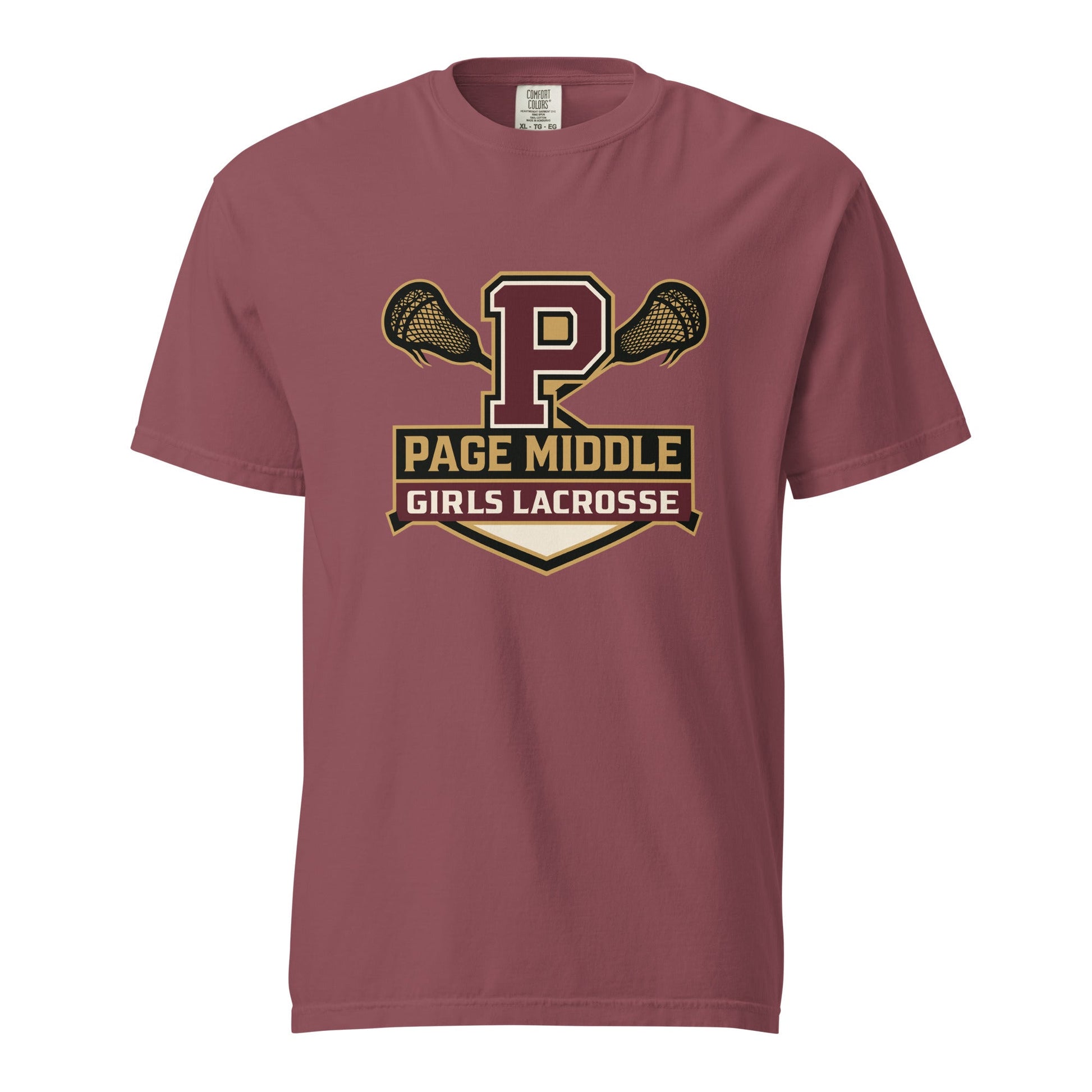 Signature | Comfort Colors T-Shirt | Page Middle Girls Lacrosse | Block P Logo