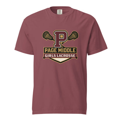 Signature | Comfort Colors T-Shirt | Page Middle Girls Lacrosse | Block P Logo