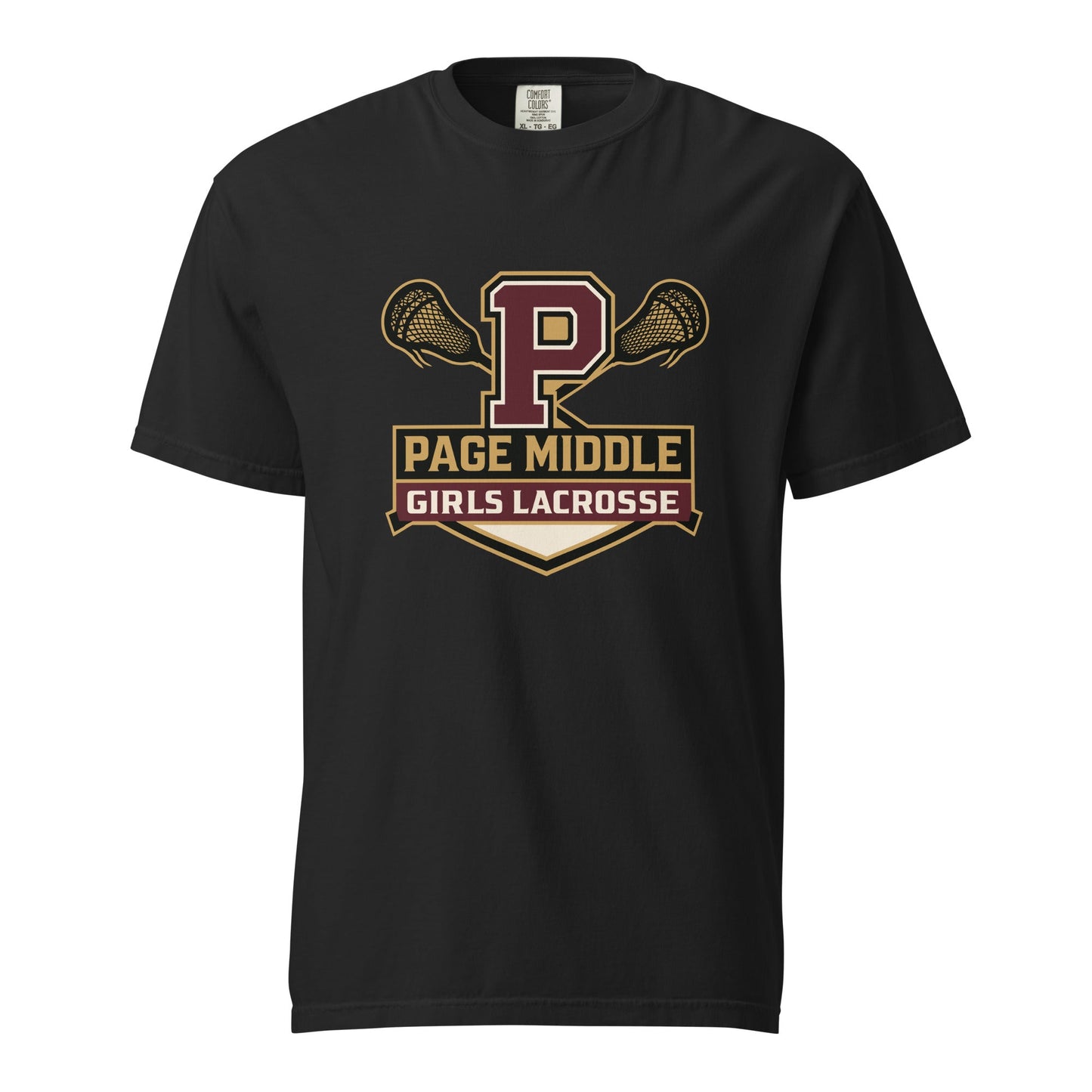 Signature | Comfort Colors T-Shirt | Page Middle Girls Lacrosse | Block P Logo