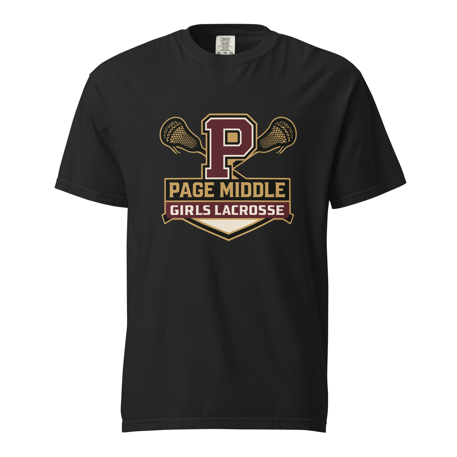 Signature | Comfort Colors T-Shirt | Page Middle Girls Lacrosse | Block P Logo