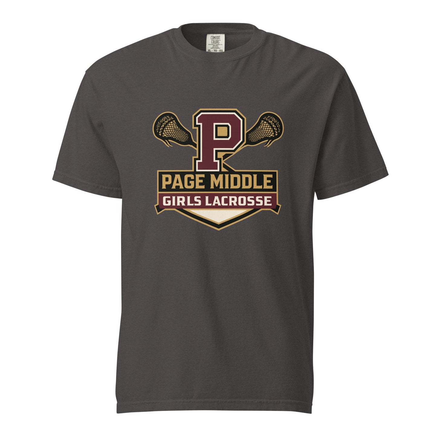 Signature | Comfort Colors T-Shirt | Page Middle Girls Lacrosse | Block P Logo