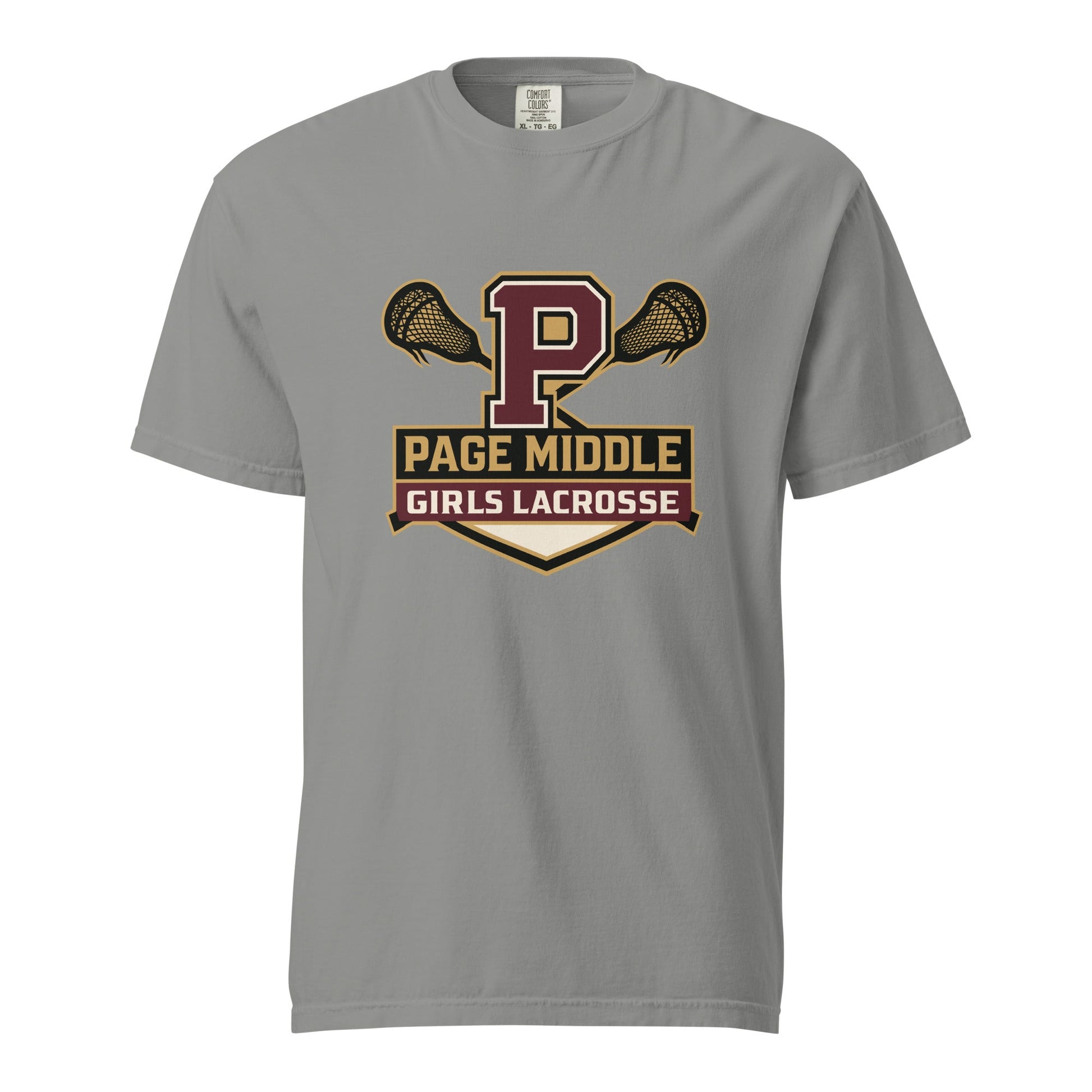Signature | Comfort Colors T-Shirt | Page Middle Girls Lacrosse | Block P Logo