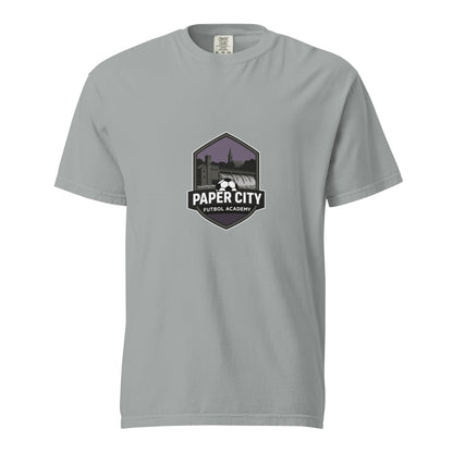 Signature | Comfort Colors T-Shirt | Paper City Futbol Academy | Vanguard Shield Logo