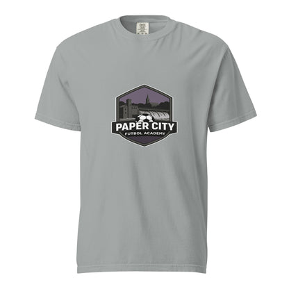 Signature | Comfort Colors T-Shirt | Paper City Futbol Academy | Vanguard Shield Logo