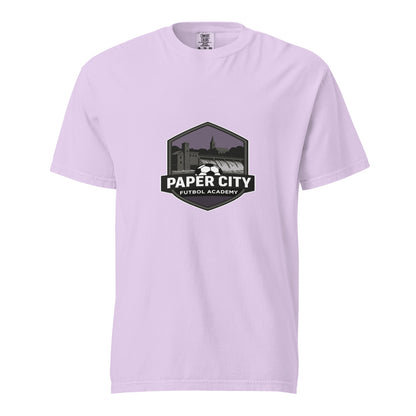 Signature | Comfort Colors T-Shirt | Paper City Futbol Academy | Vanguard Shield Logo
