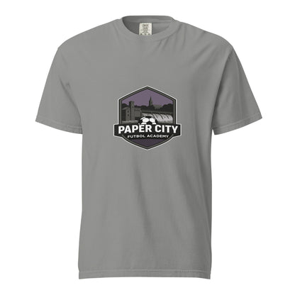 Signature | Comfort Colors T-Shirt | Paper City Futbol Academy | Vanguard Shield Logo