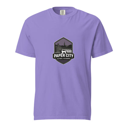 Signature | Comfort Colors T-Shirt | Paper City Futbol Academy | Vanguard Shield Logo