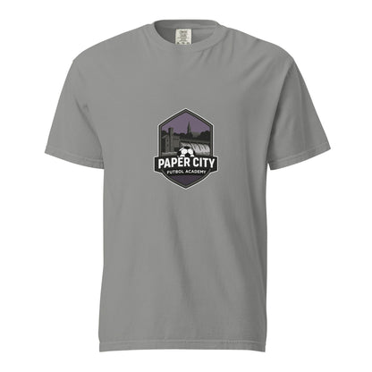 Signature | Comfort Colors T-Shirt | Paper City Futbol Academy | Vanguard Shield Logo